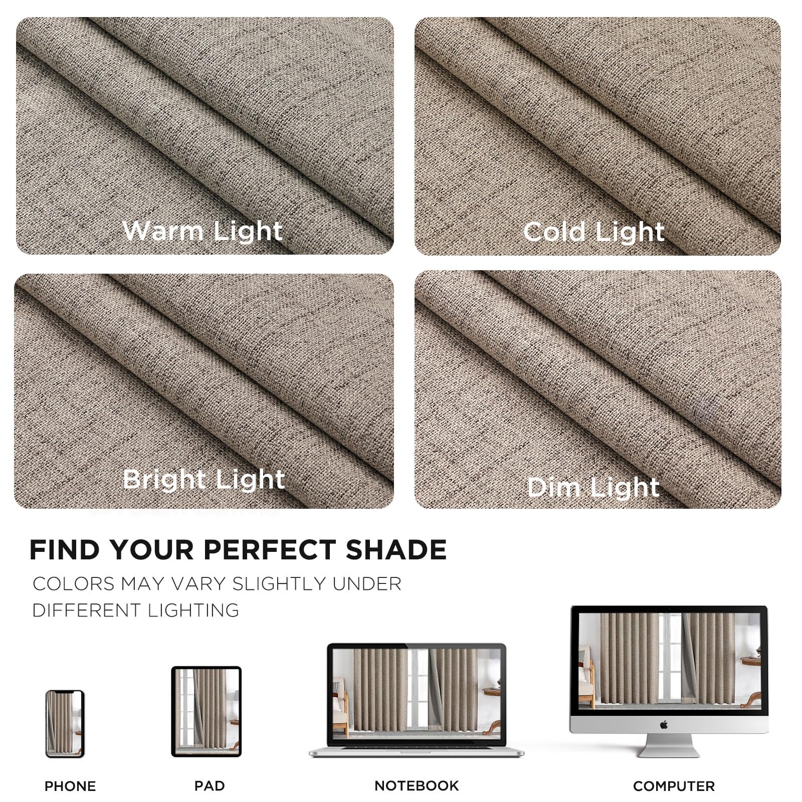 Joydeco Blackout Curtains 2 Panels - Natural Linen Curtains 84 Inch Long, Thermal Insulated Linen Light Blocking Drapes, Rod Pocket & Back Tabs, Darkening Privacy for Living Room Bedroom