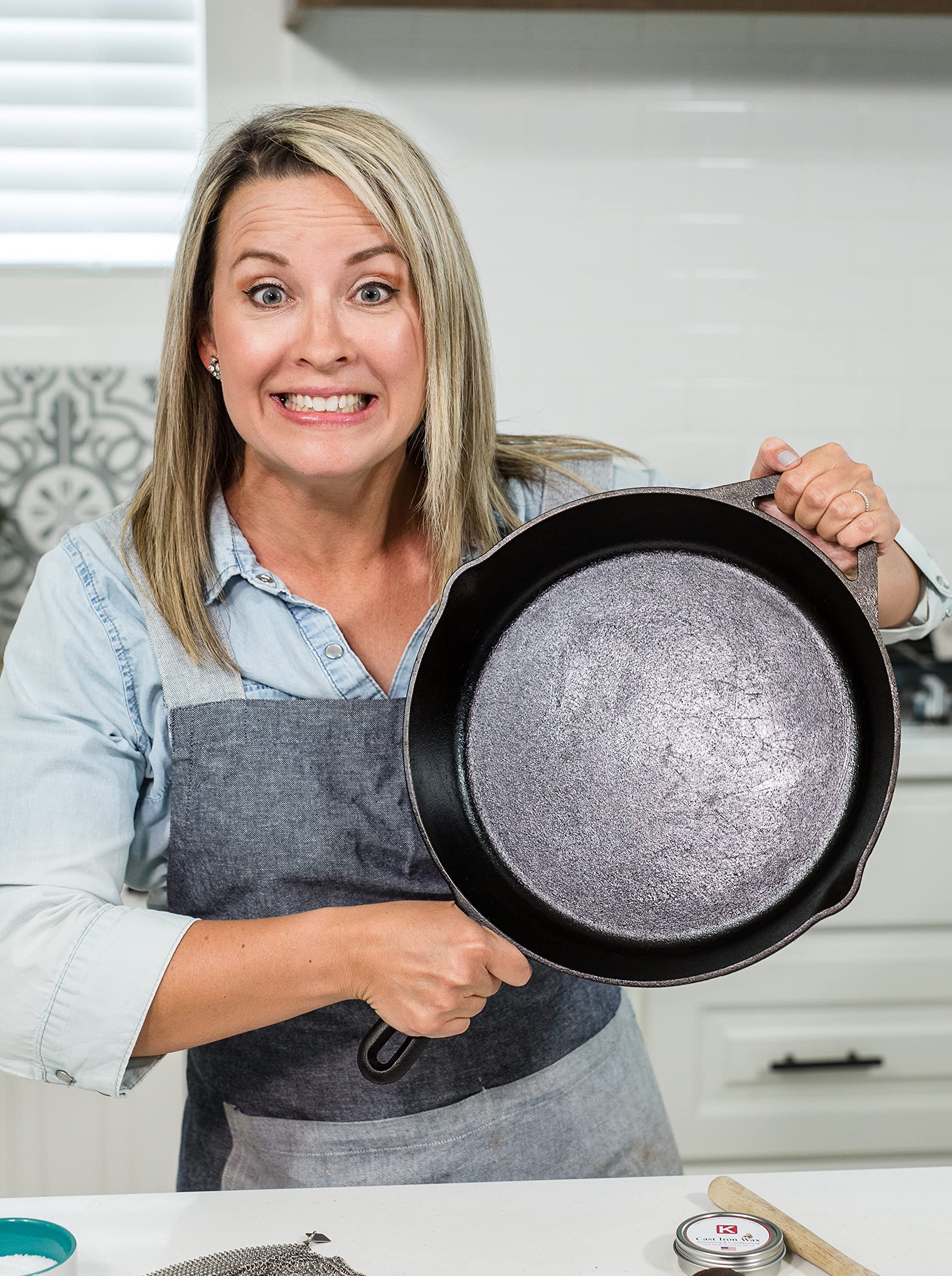Knapp Made Cast Iron Seasoning Wax and Carbon Steel Seasoning Wax - Unique Blend of Natural Oils and Beeswax - Restore Cast Iron, Steel, Cutting Board, Kitchenware.Wood Seasoning Beeswax for furniture