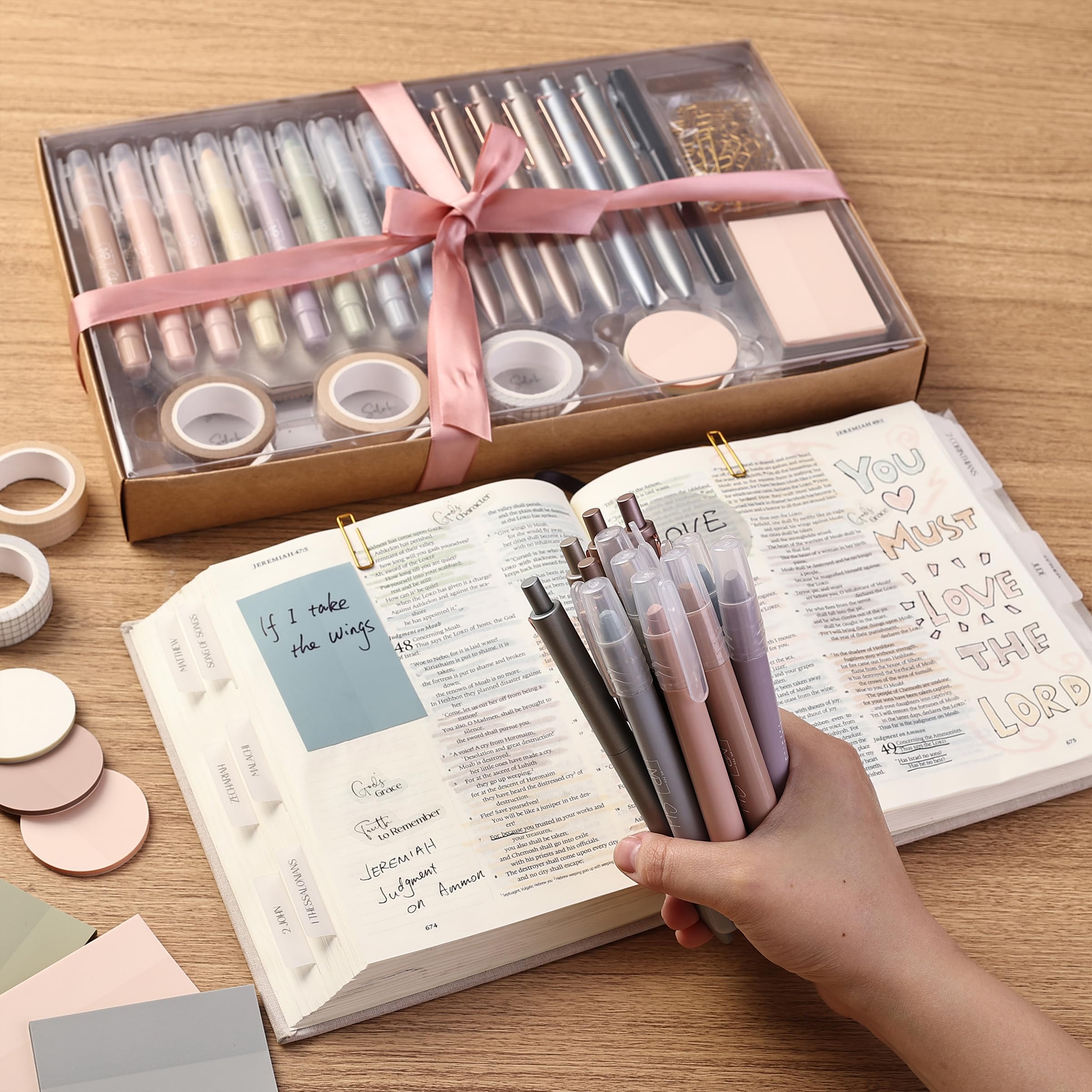 Mr. Pen- Bible Journaling Set (Selah Collection), Highlighters and Pens No Bleed, Scripture Markers, Washi Tape, Bible Tabs