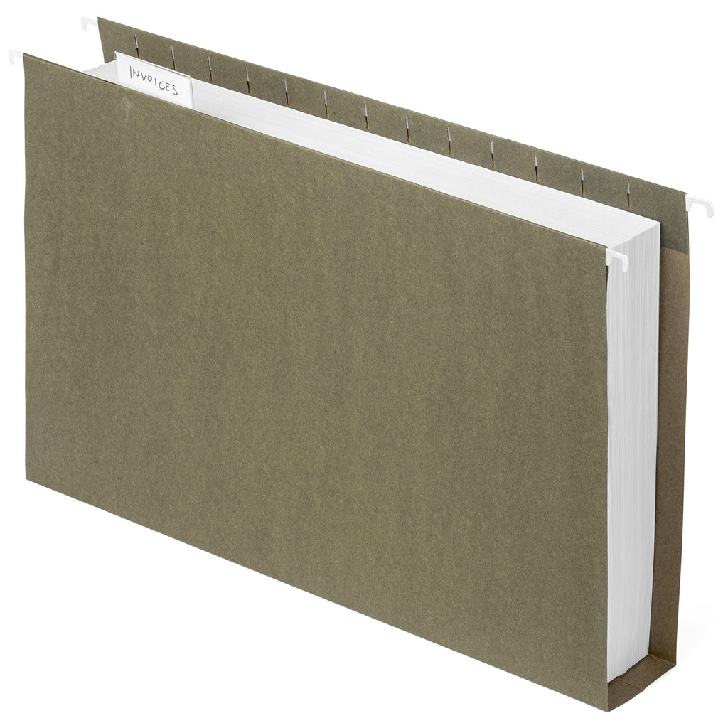 Blue Summit Supplies Extra Capacity Hanging File Folders, Heavy Duty, 2?? Expansion Filing Folders, 1/5 Tab, for Bulky Files, Legal Charts, Manuals, Standard Green, Legal Size, 25 Pack