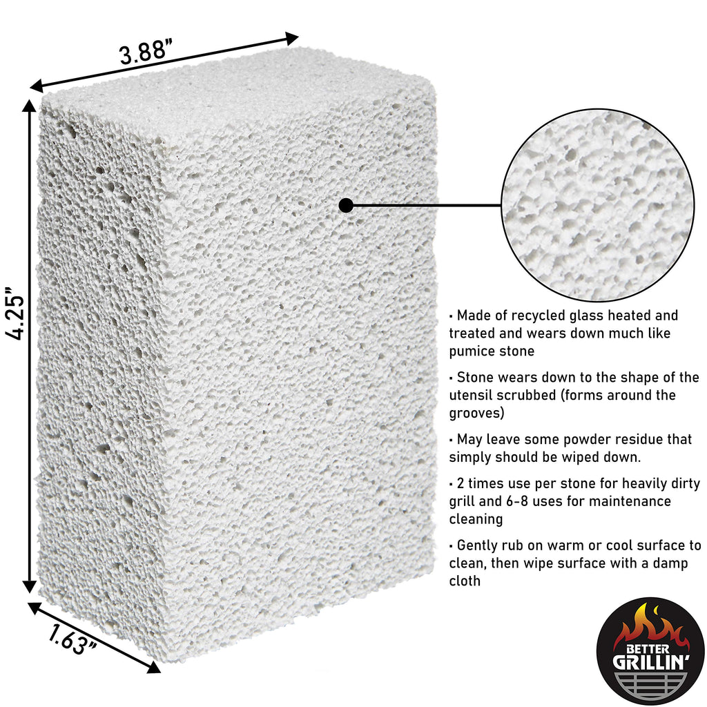 Better Grillin Scrubbin Stone Grill Cleaner-Scouring Brick/Barbecue Grill Brush/Barbecue Cleaner for BBQ, Griddle, 4pk
