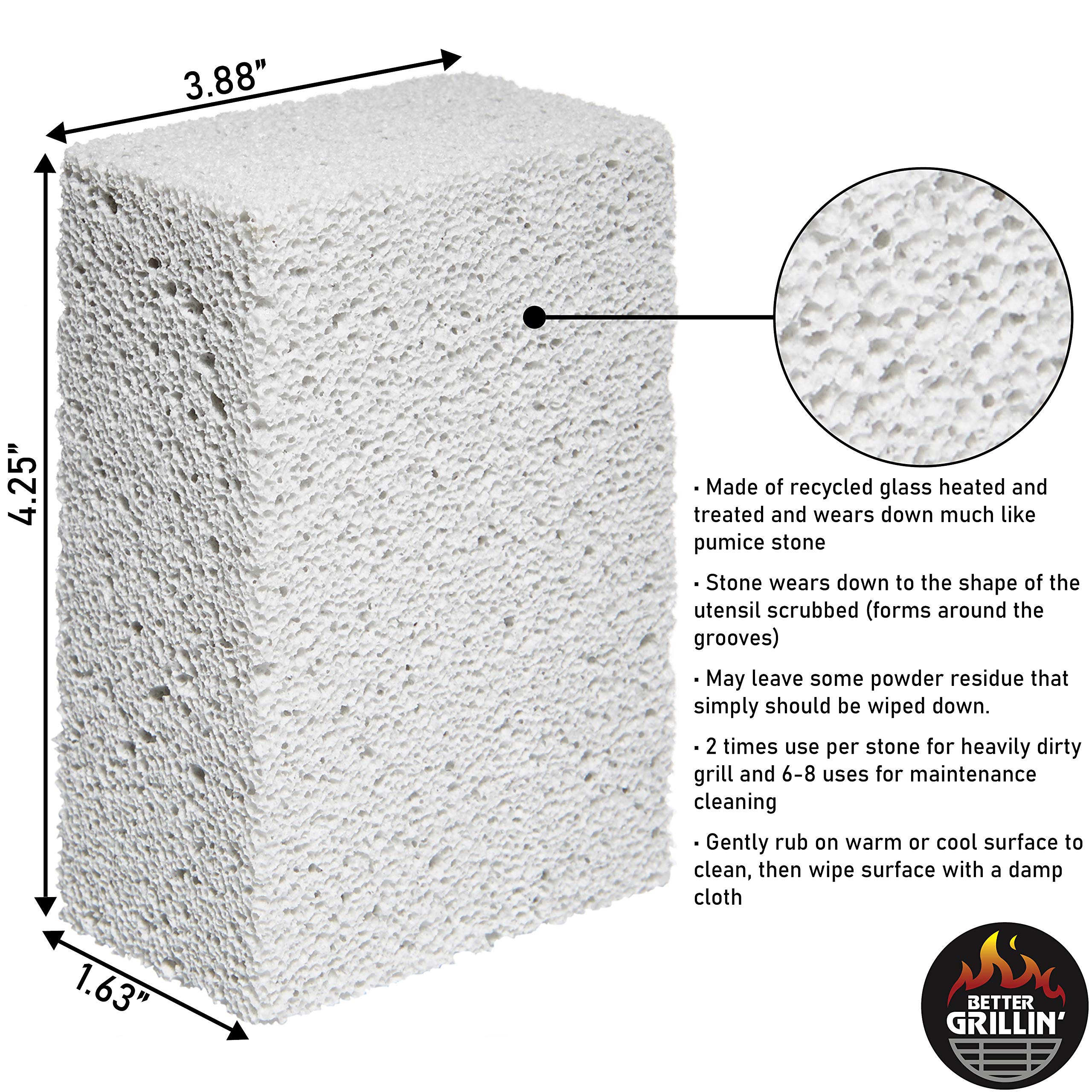 Better Grillin Scrubbin Stone Grill Cleaner-Scouring Brick/Barbecue Grill Brush/Barbecue Cleaner for BBQ, Griddle, 4pk