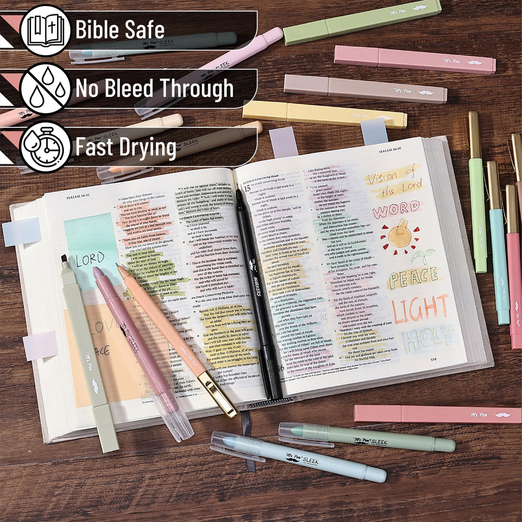 Mr. Pen- Bible Journaling Kit, Bible Study Supplies, No Bleed Bible Highlighters and Pens No Bleed, Bible Pens, Bible Journaling Kit for Gift, Bible Study Tools, Bible Study Kit, Pencil Case