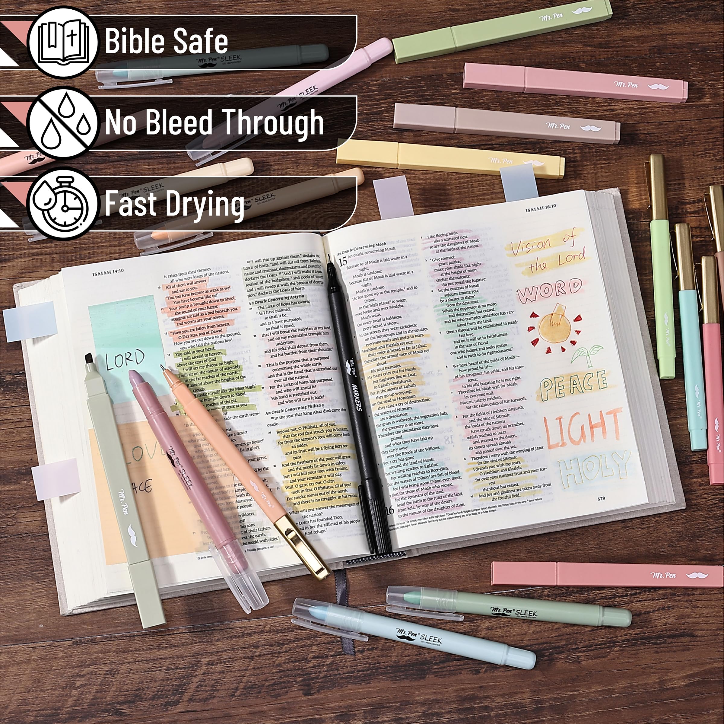 Mr. Pen- Bible Journaling Kit, Bible Study Supplies, No Bleed Bible Highlighters and Pens No Bleed, Bible Pens, Bible Journaling Kit for Gift, Bible Study Tools, Bible Study Kit, Pencil Case