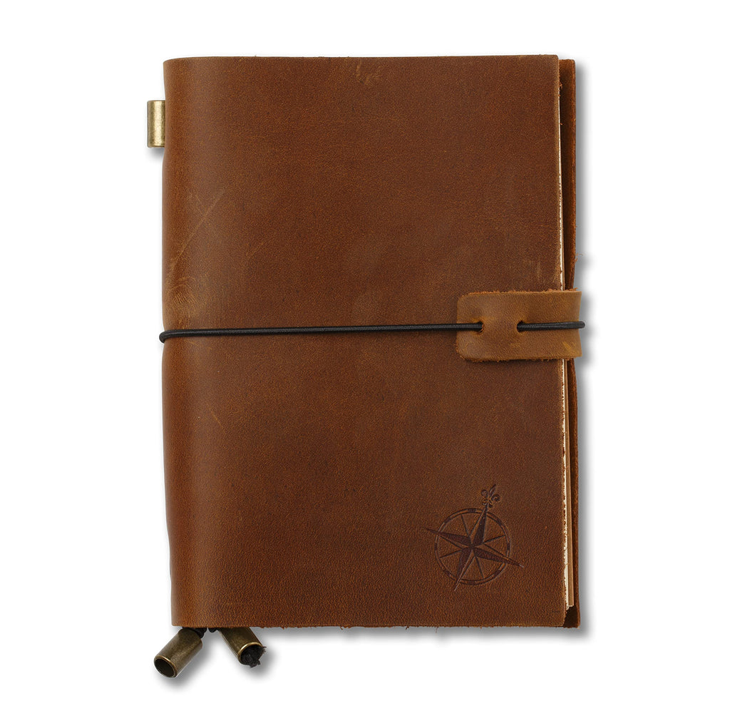 Wanderings A5 Travelers Notebook – Refillable Genuine Leather Journal – 4.5" x 6" (11.5 x 15.5cm) – Handcrafted Crazy Horse Leather – 100 GSM Blank Inserts – Travel Journal