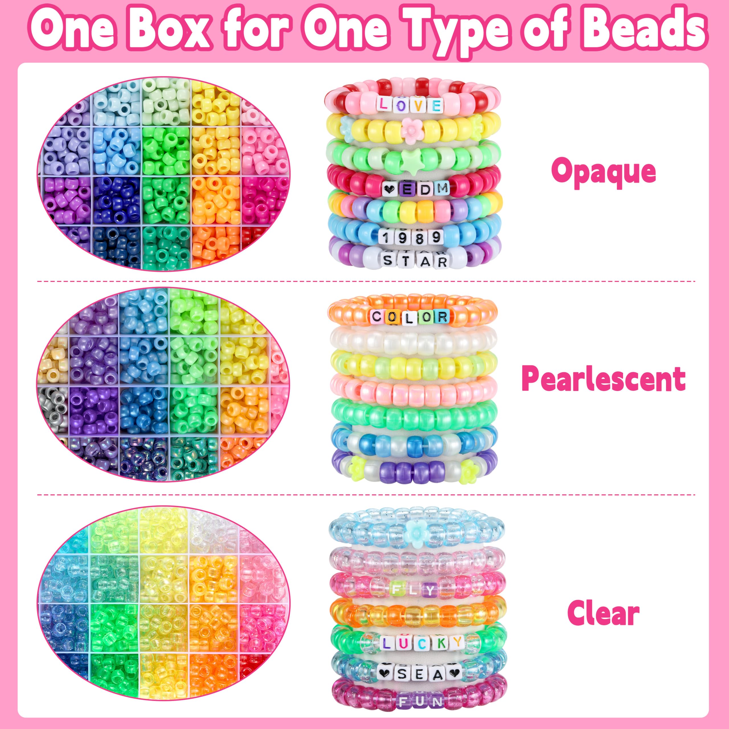 Funtopia 4026pcs Pony Beads for Bracelet Making Kit, 72 Colors Multi-types Kandi Beads, Pony Bead Bulk with Letter Bead, 10 Kandi Cuff Designs, Rainbow Beads for Jewelry Making and DIY Crafts
