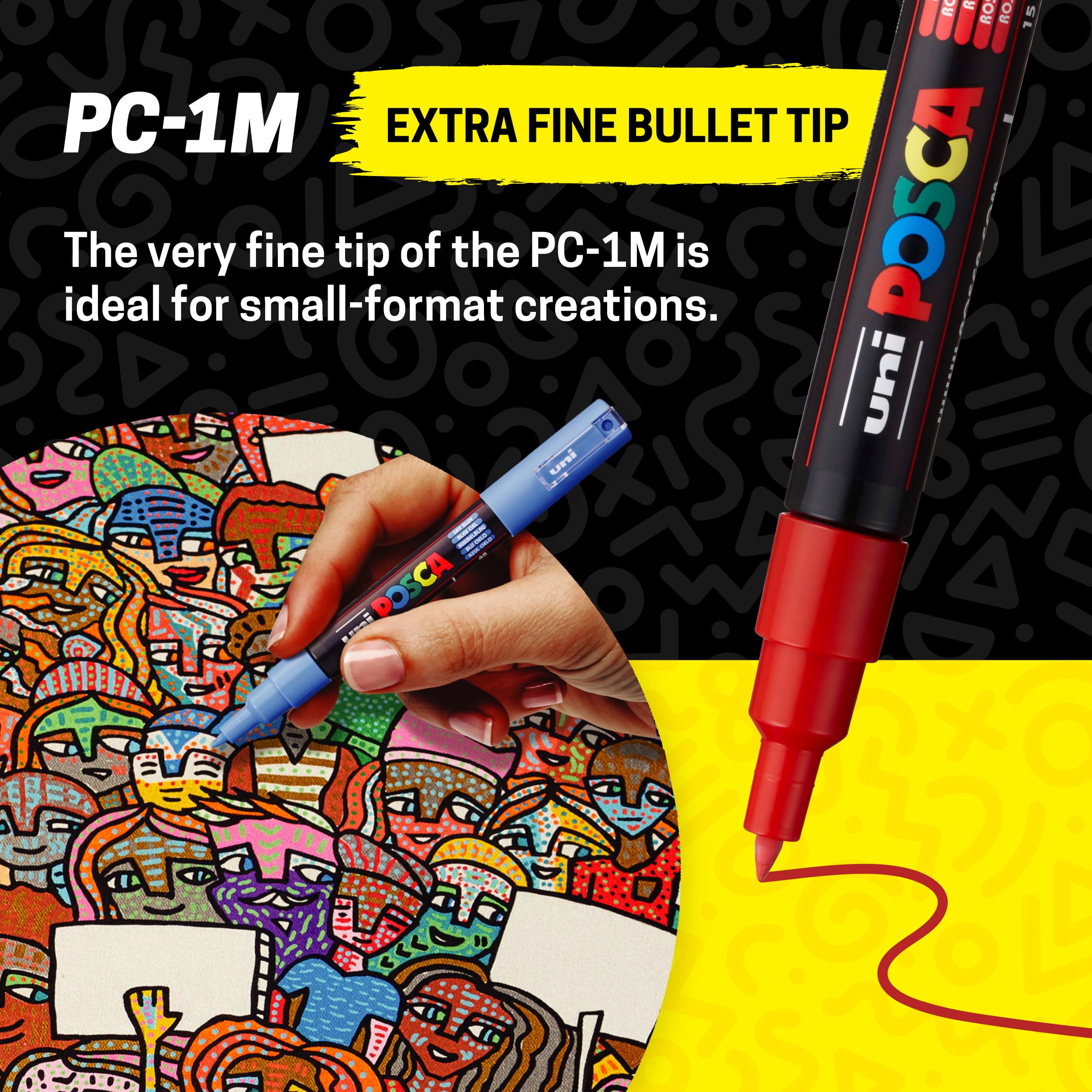 Uni-posca Paint Marker Pen - Extra Fine Point - Set of 12 (PC-1M12C)