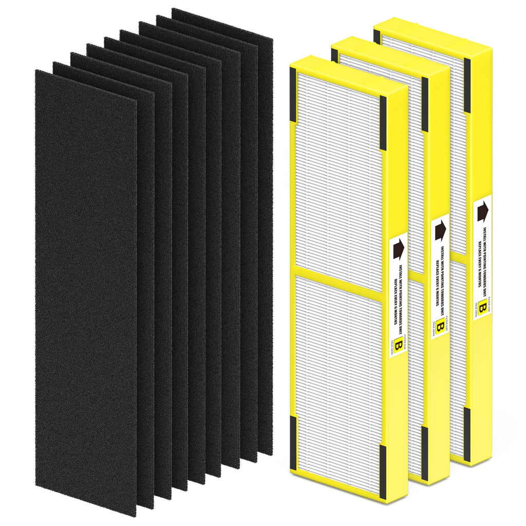 3 Pack FLT4825 HEPA Filter B Replacement Compatible with Germ-Guardian AC4825, AC4850PT, AC4300, AC4900, CDAP4500 and More, 3 True HEPA Filters + 9 Carbon Pre-Filters
