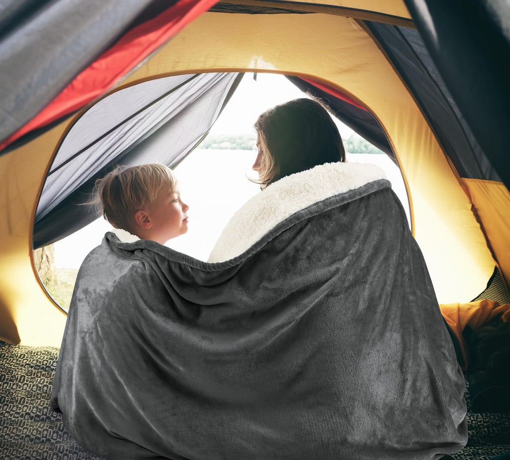 Utopia Bedding Sherpa Blanket Queen Size [Grey, 90x90 Inches] - Soft Lightweight Plush Fleece Reversible Blanket for Bed, Sofa, Couch, Camping and Travel