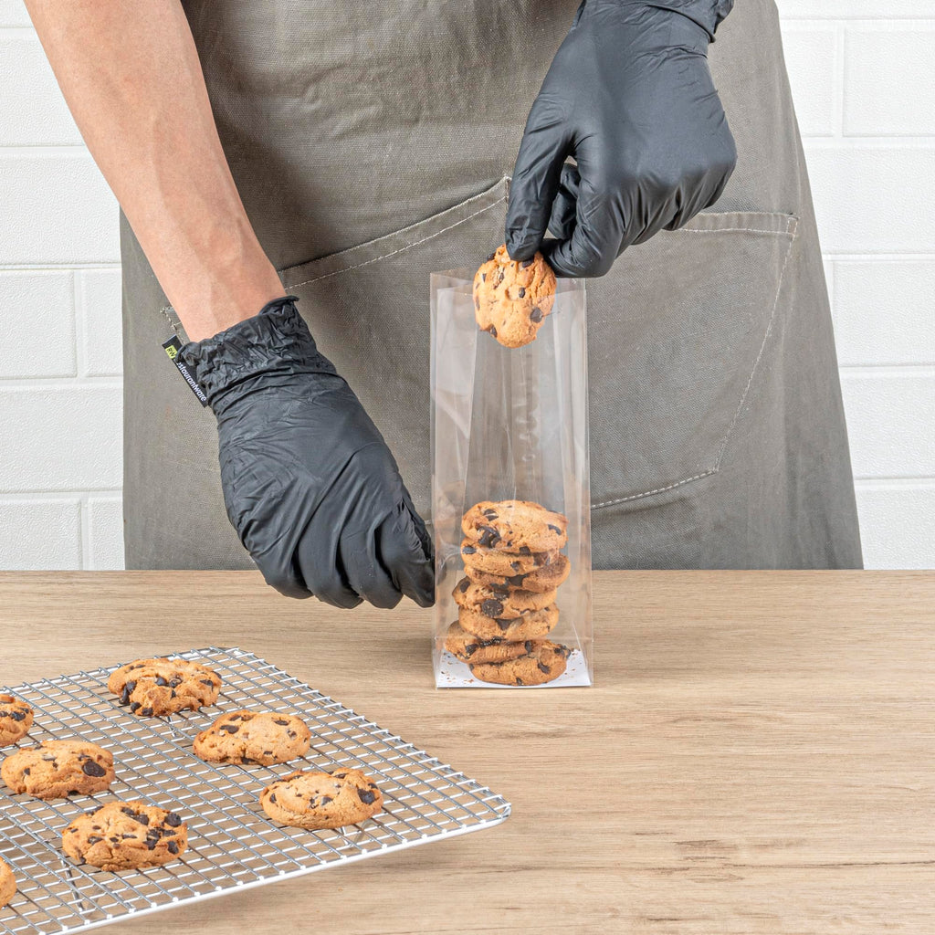 Restaurantware-Flat Bottom Heat Seal Sandwich Bags, Heat Sealable Food Bags - Gusset Bag with Paper Insert - Clear - 3 x 2 x 8 Inch - 100ct Box - Bag Tek