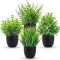 Der Rose Fake Plants 4 Packs Small Artificial Plants Black Faux Plants for Bathroom Home Office Shelf Kitchen Coffee Table Accessories Decor Indoor