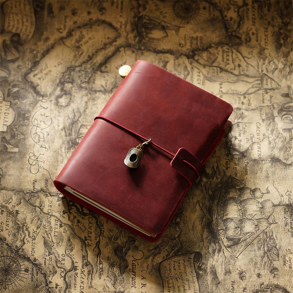 AIGUONIU Genuine Leather TN Travel Notebook Protective Cover Journal Sketchbook Planner Agenda Diary Personal Organizers Noteboo (Red Passport)
