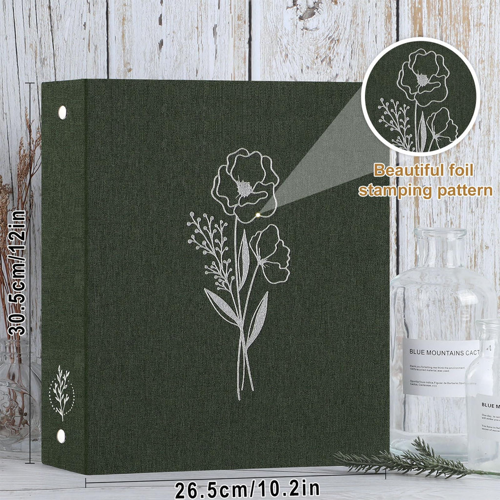 Lanpn Letter Size A4 3 Ring Binder 2 Packs, Linen Cover 1 inch Round Rings Can Holds 8.5" x 11" Paper for Office School Home Journaling Collections (Green)