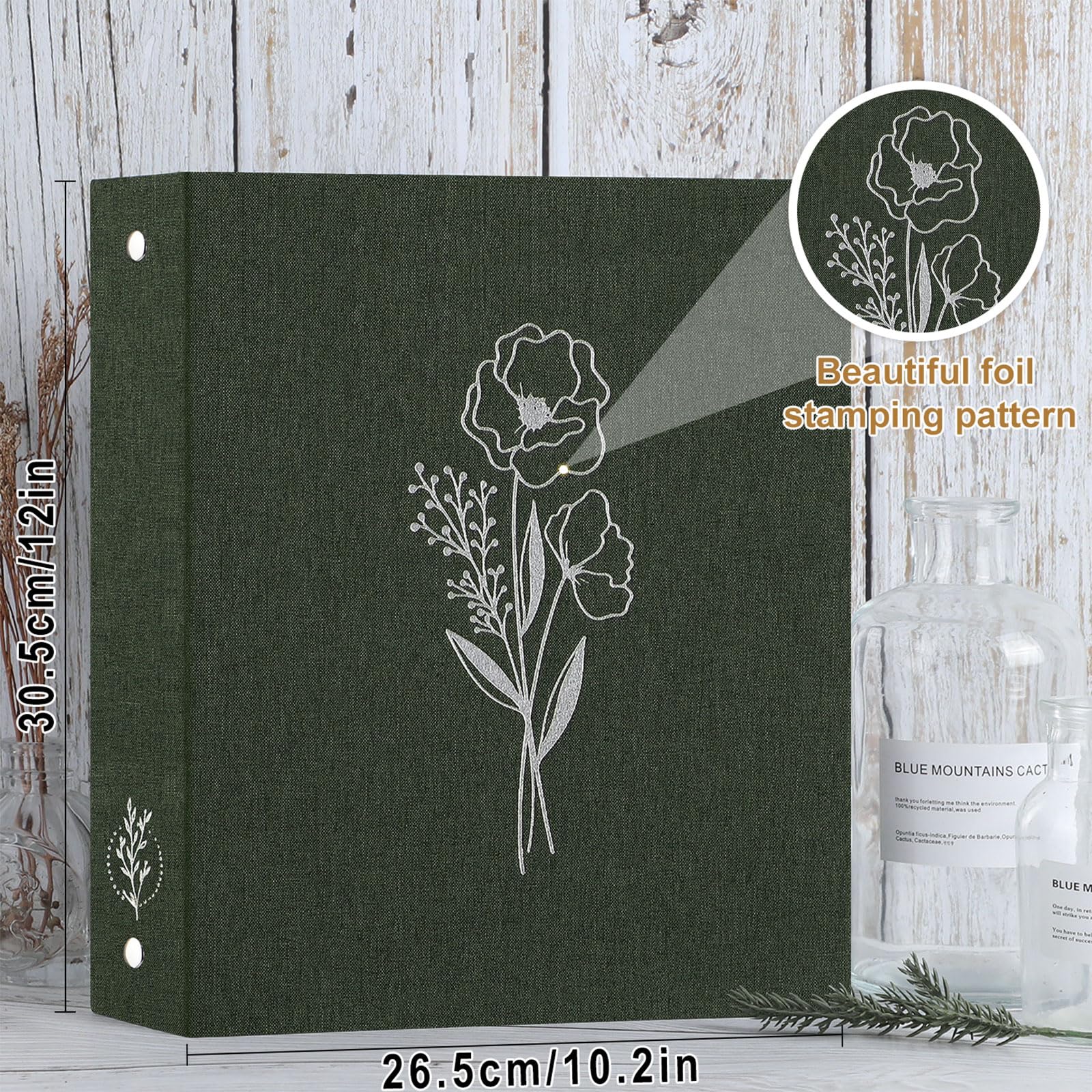 Lanpn Letter Size A4 3 Ring Binder 2 Packs, Linen Cover 1 inch Round Rings Can Holds 8.5" x 11" Paper for Office School Home Journaling Collections (Green)
