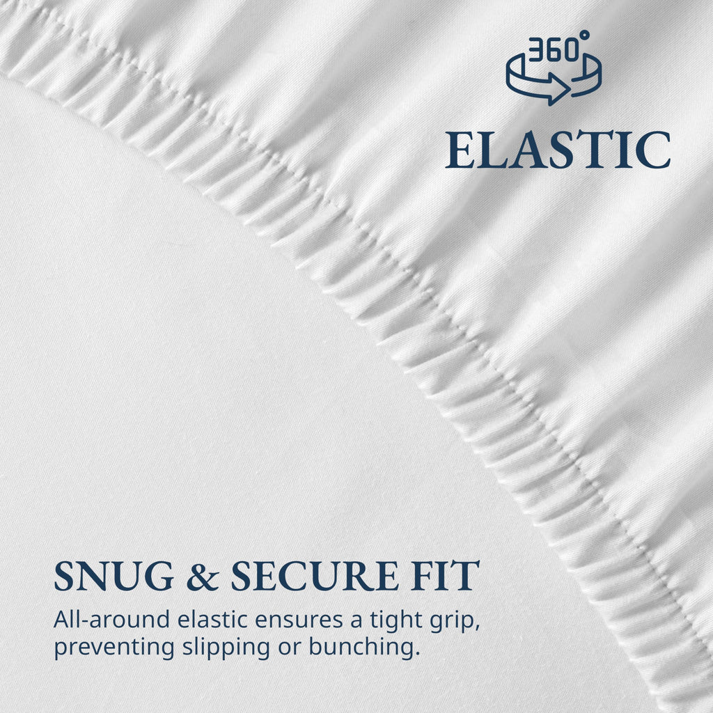 Lane Linen Double Fitted Sheet, 100% Organic Cotton, Percale, Soft and Breathable, 3-Piece Full Size Bottom Sheet with 2 Pillowcases, 15" Deep Pocket & All-Around Elastic - White
