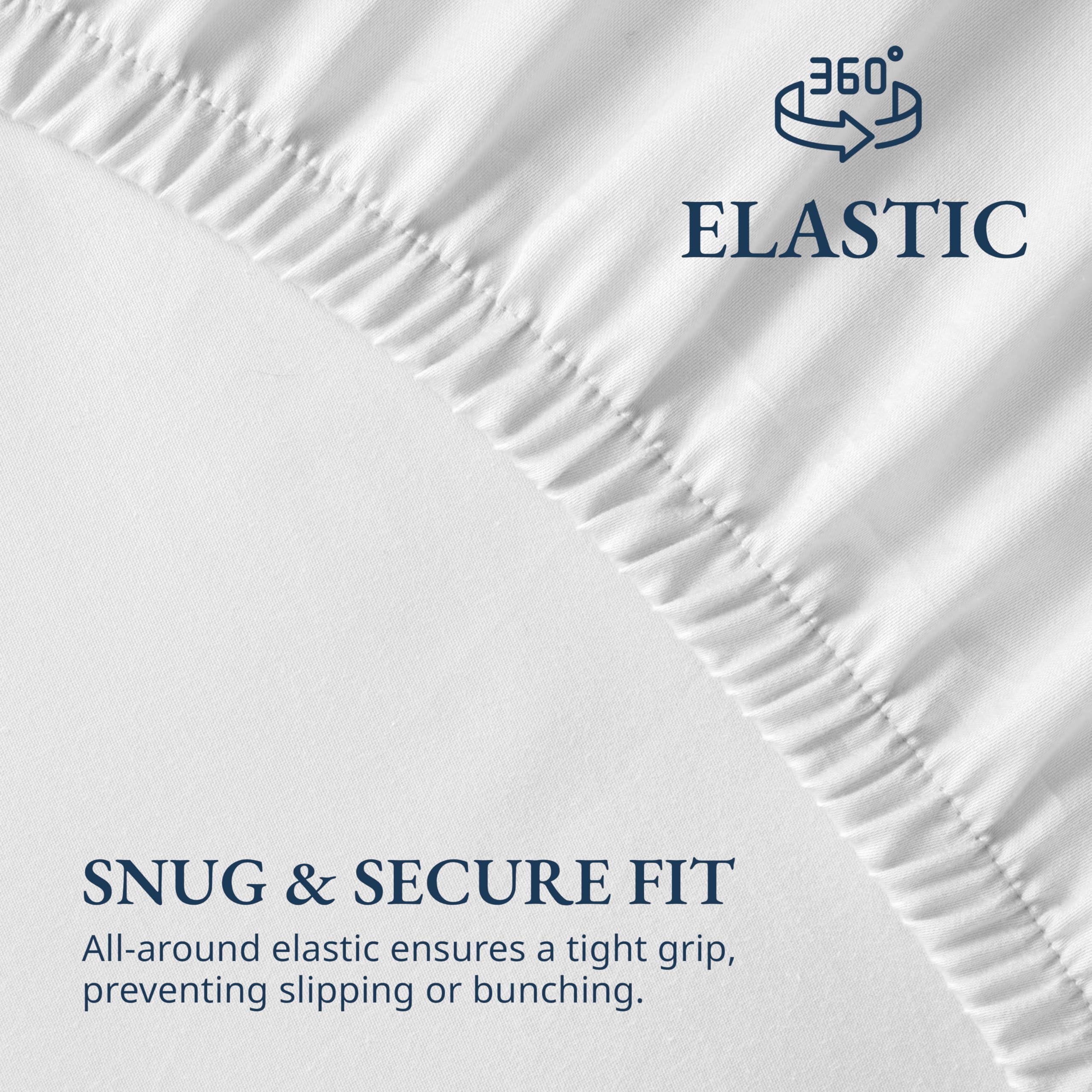 Lane Linen Double Fitted Sheet, 100% Organic Cotton, Percale, Soft and Breathable, 3-Piece Full Size Bottom Sheet with 2 Pillowcases, 15" Deep Pocket & All-Around Elastic - White
