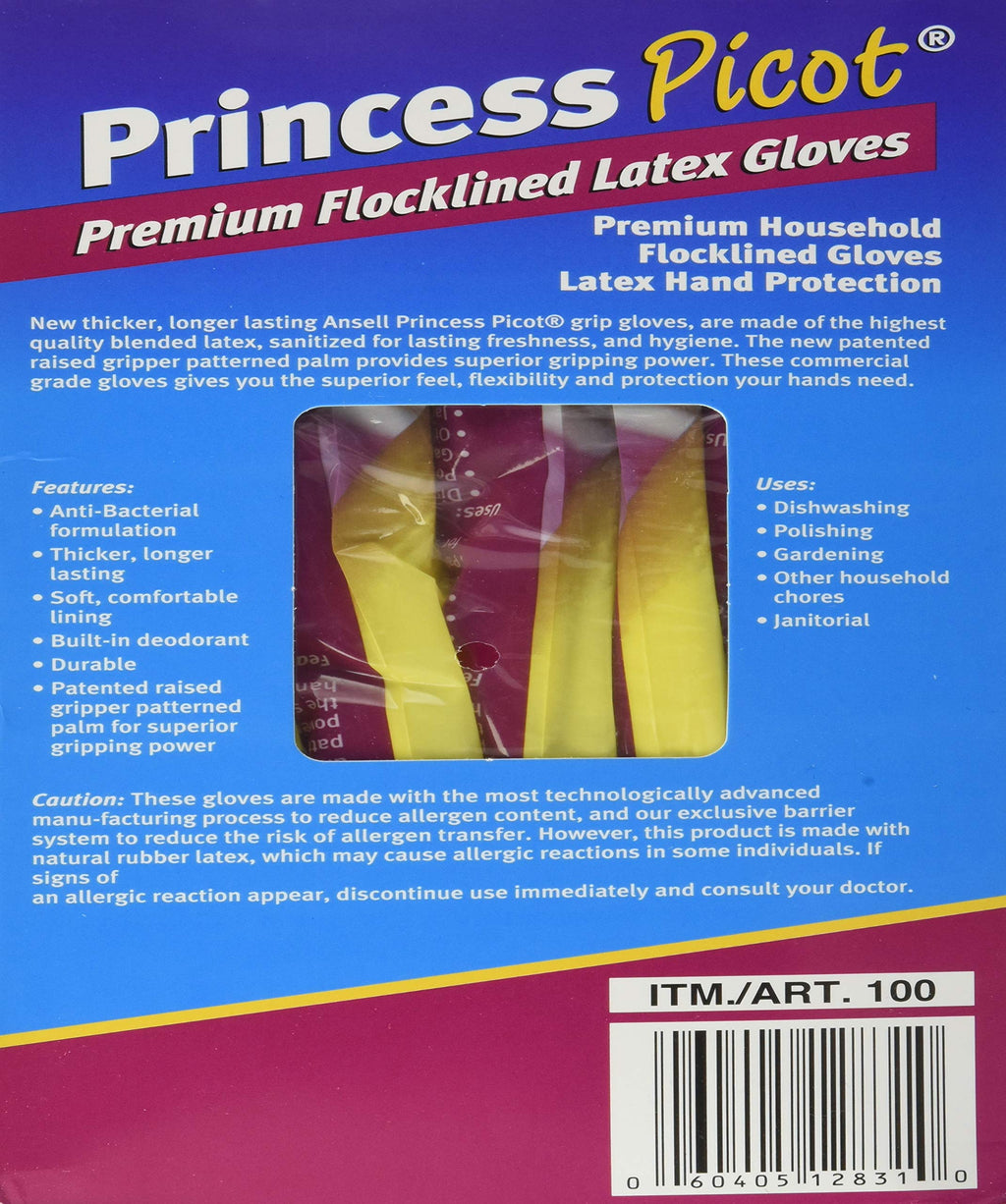 Princess Picot Rubber Gloves Medium (12 Pairs), 12 Count