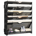 SUBEKYU File Organiser, 6-Tier A4 Wall Mounted Magazine File Holder for Mails Folders Papers, Vertical Document Organiser for Office Home - Black