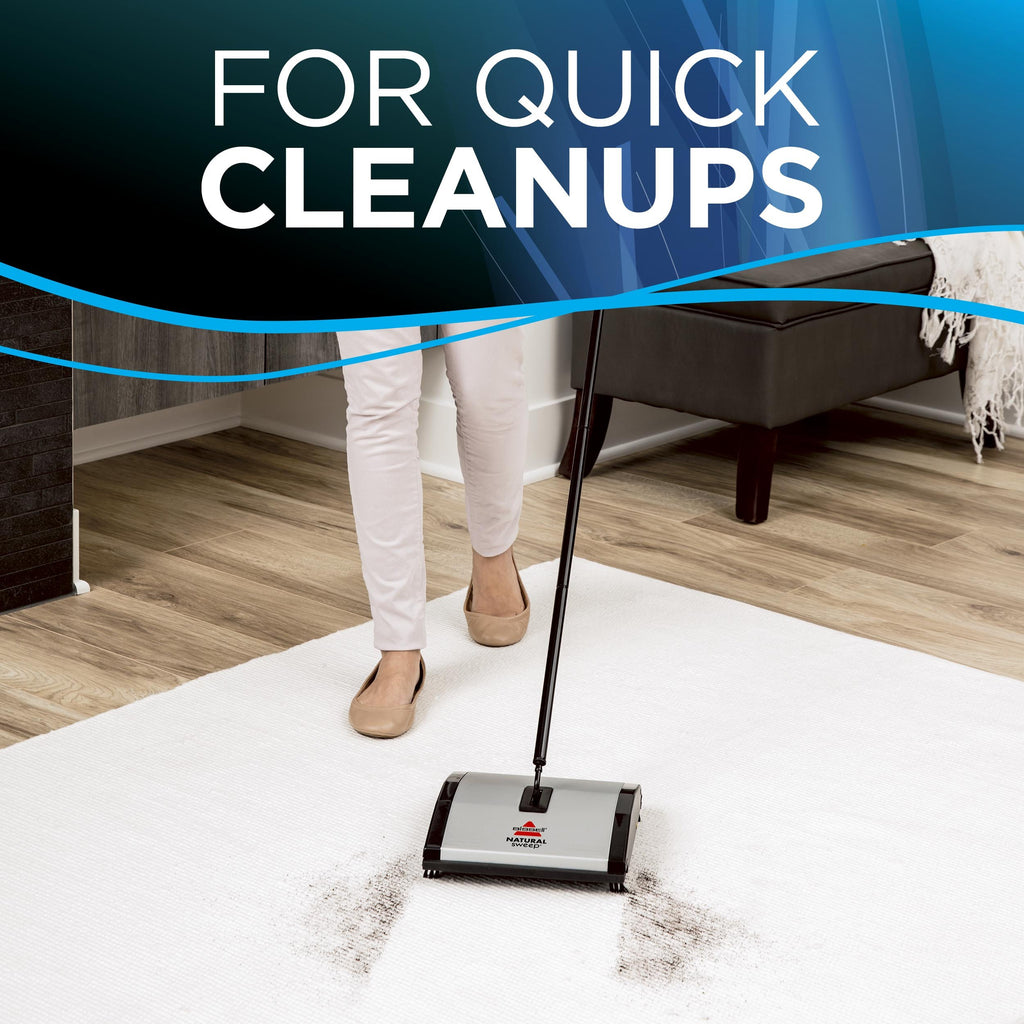 BISSELL 92N0C Natural Sweep Dual Brush Cordless Sweeper, Made of 100% Recycled Plastic and is PVC-Free with Corner Brushes and Durable Design