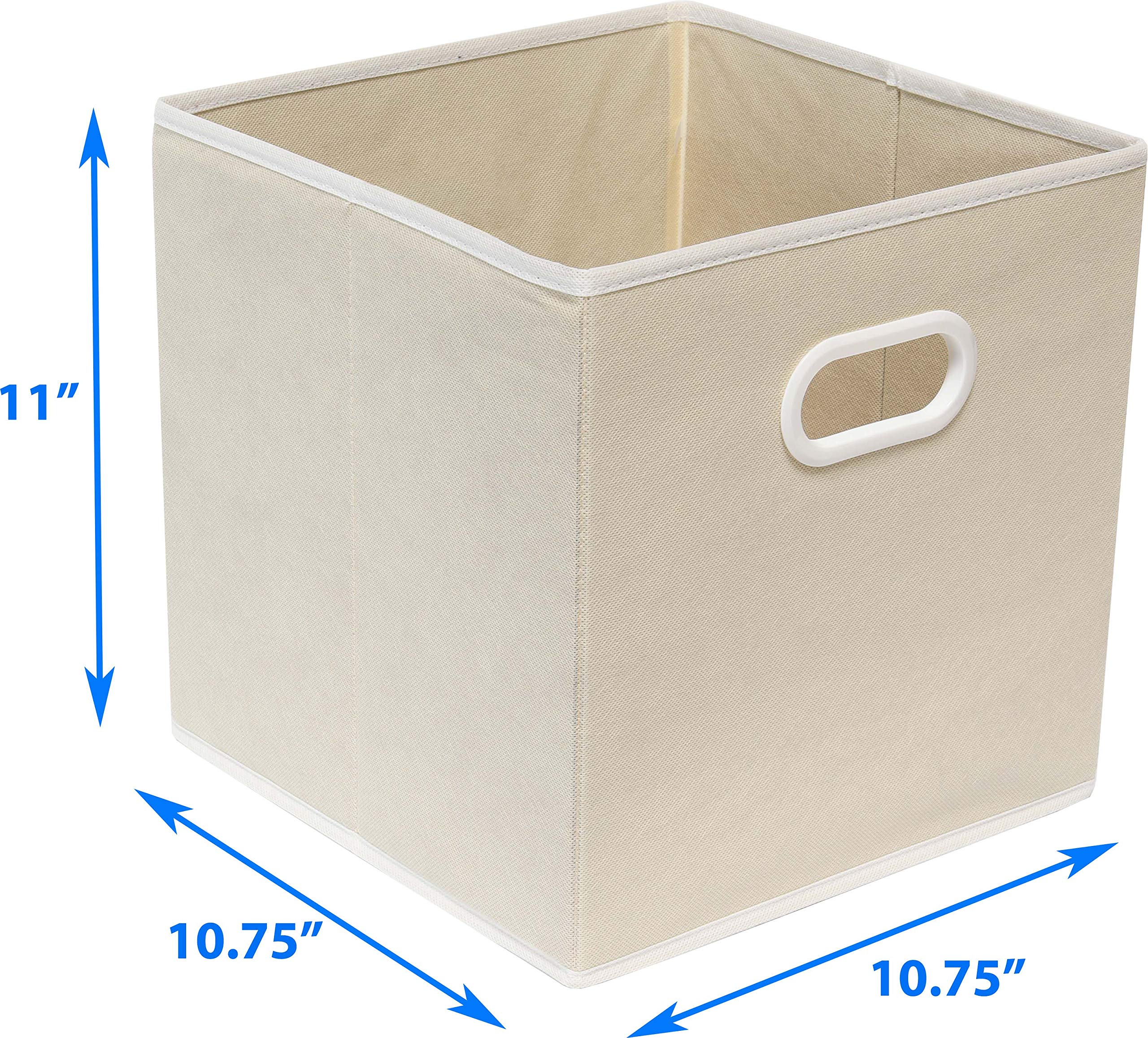 Simple Houseware 11 Inch Foldable Cube Storage Bin with Handle, 6 Pack, Beige