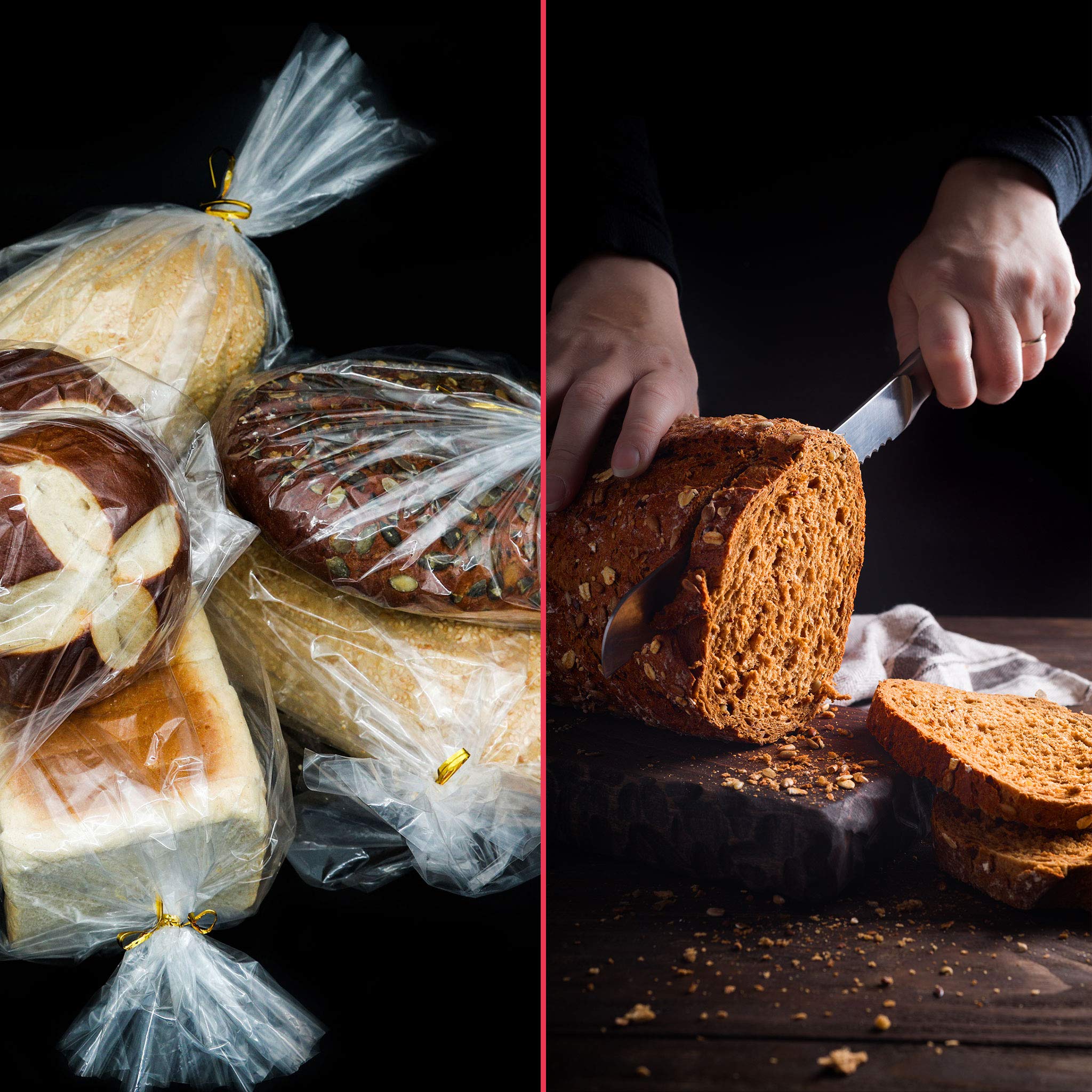 Bread Bags with Ties, Reusable, 200 Clear Bags and 200 Ties, Bread Bag For Homemade Bread And Bakery Loaf Adjustable Reusable