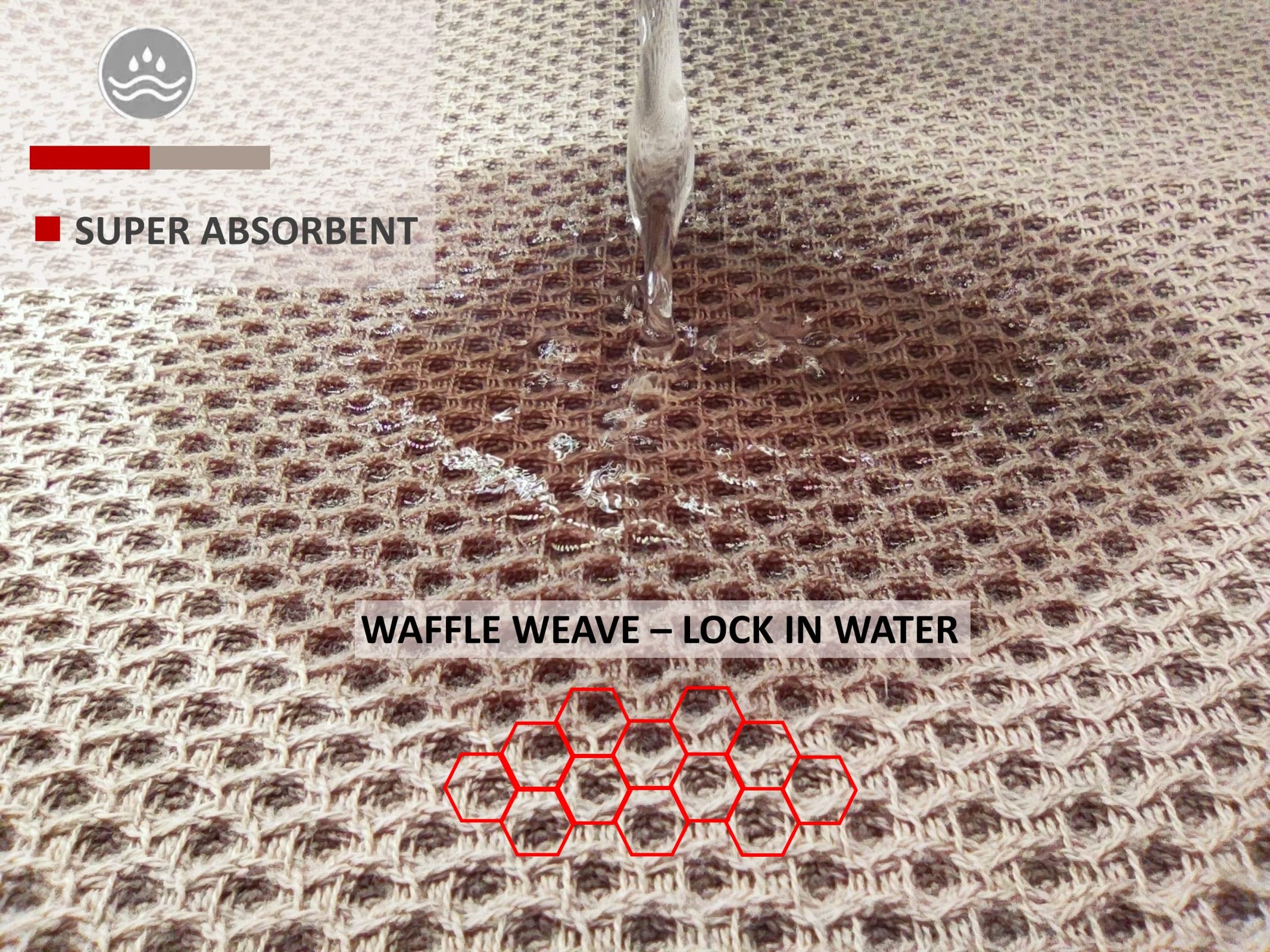 ANEWAY Kitchen Towels 100% Cotton Waffle Weave Dish Towel for Cleaning Drying Dishes Extra Absorbent and Soft, Dish Cloth,13 x 28 in, 4 Pack(Brown)