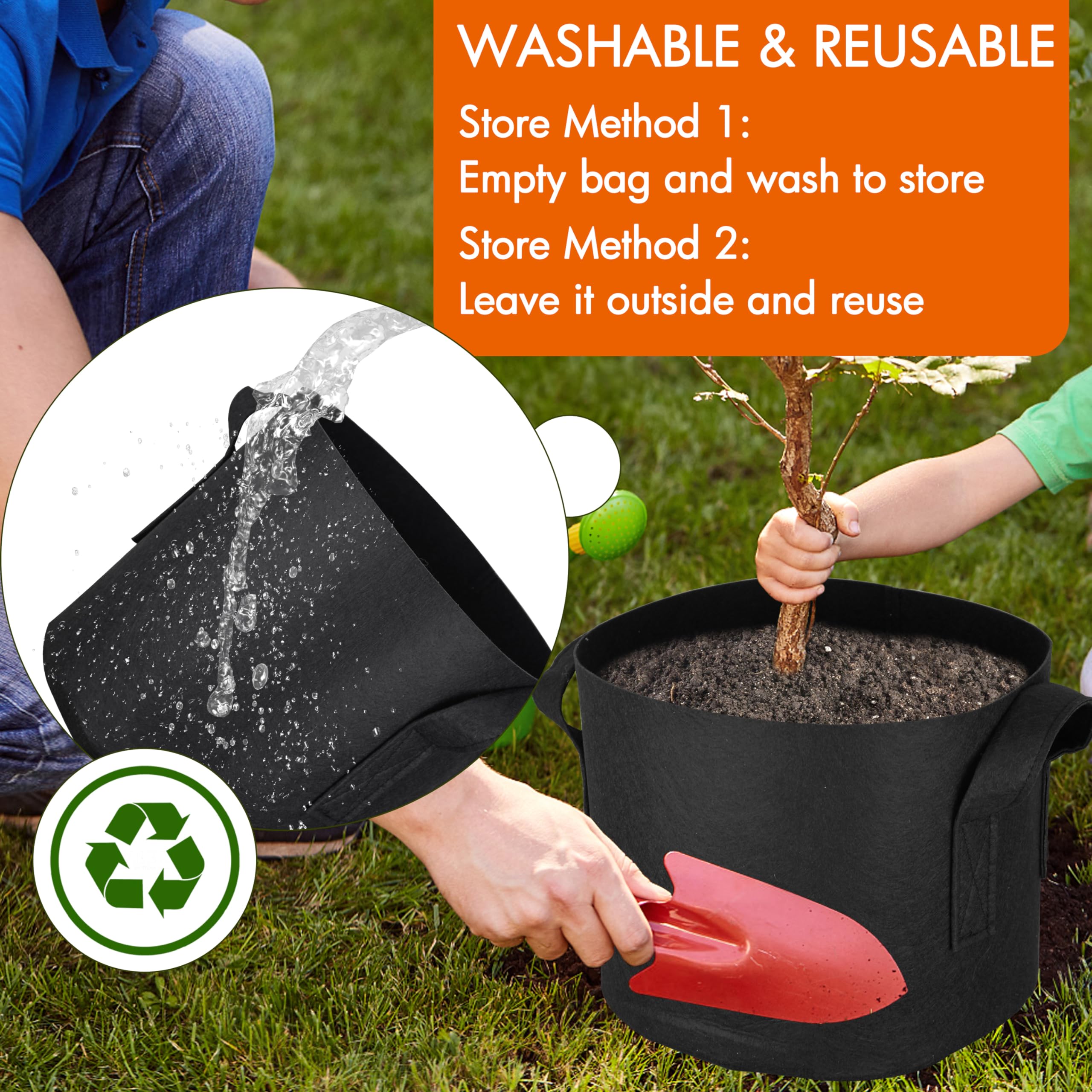 Gardzen 10-Pack 1 Gallon Grow Bags, 300G Thickened Aeration Fabric Pots with Handles, Heavy Duty Cloth Pots for Plants