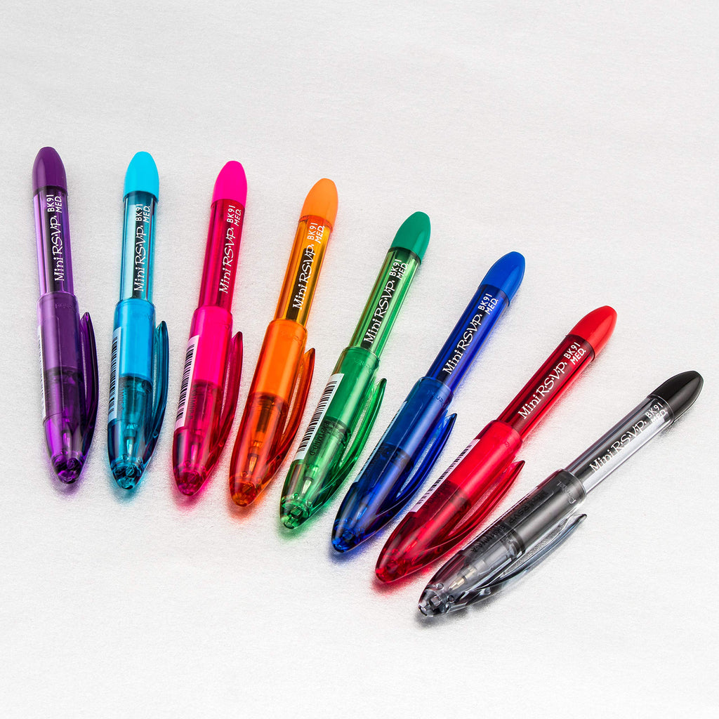 Pentel BK91MNA-A Pentel Mini R.S.V.P. Stick Ballpoint Pen, Translucent Brl, Black Ink, Med Pt, Pack of 12