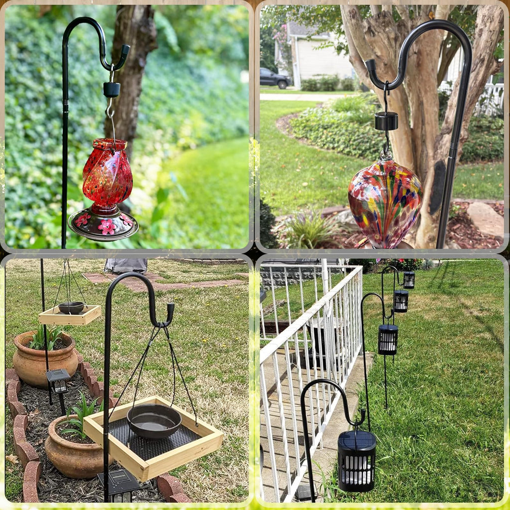 Heavy Duty Shepherds Hook 4-Pack, 47 Inch Adjustable Height Shepards Hooks for Outdoors, Plant Hangers Garden Stakes, Plant Hooks Pole for Wedding, Solar Lights, Bird Feeder Yard Garden Pole