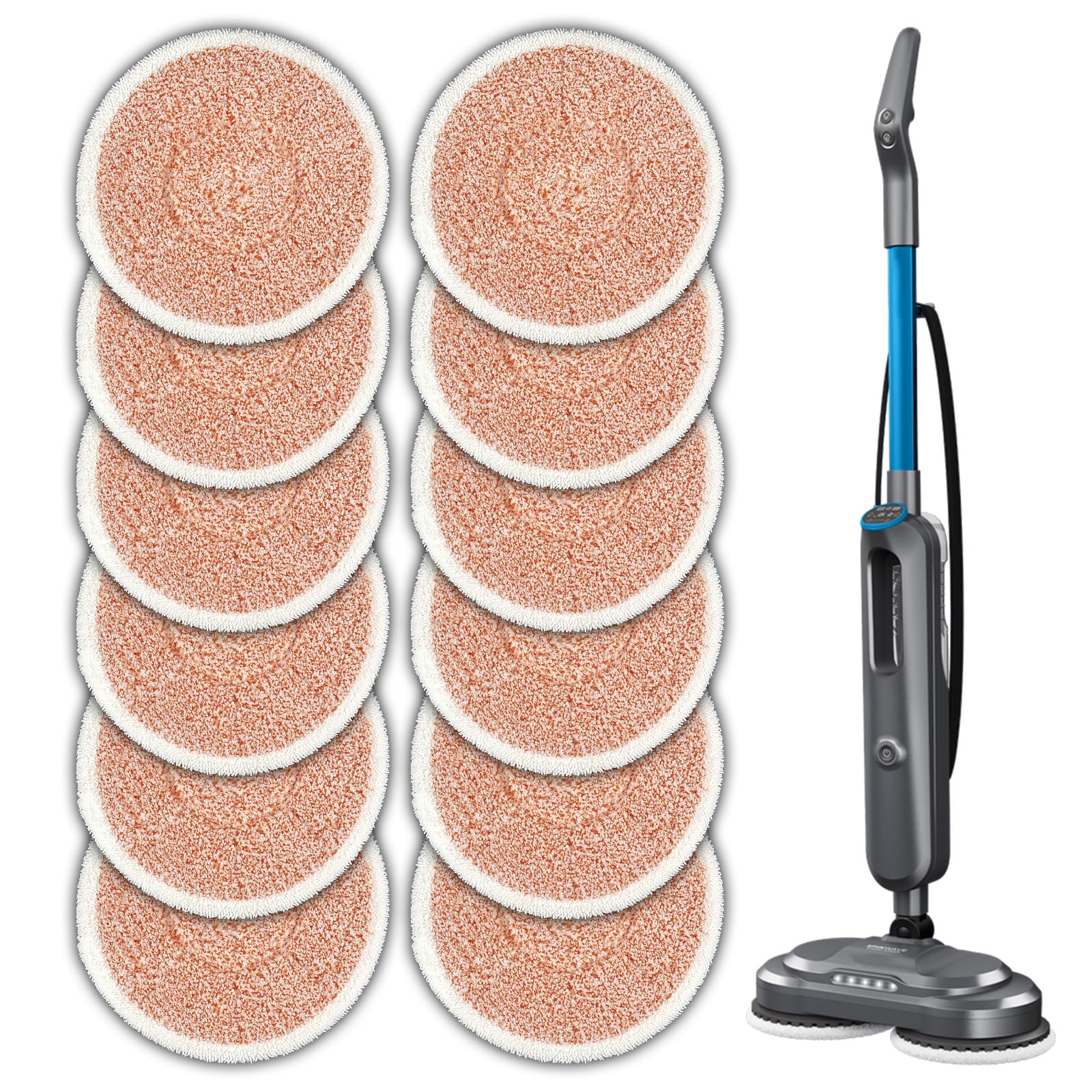 (12 Pack) 3897A Replacement Mop Pads for Bissell SpinWave SmartSteam Scrubbing Steam Mop 3897A 3712C 3712W, Spinning Scrubbing Mop Pads, Heavy Duty Scrubby Mop Pad, Orange Pads 6 Sets