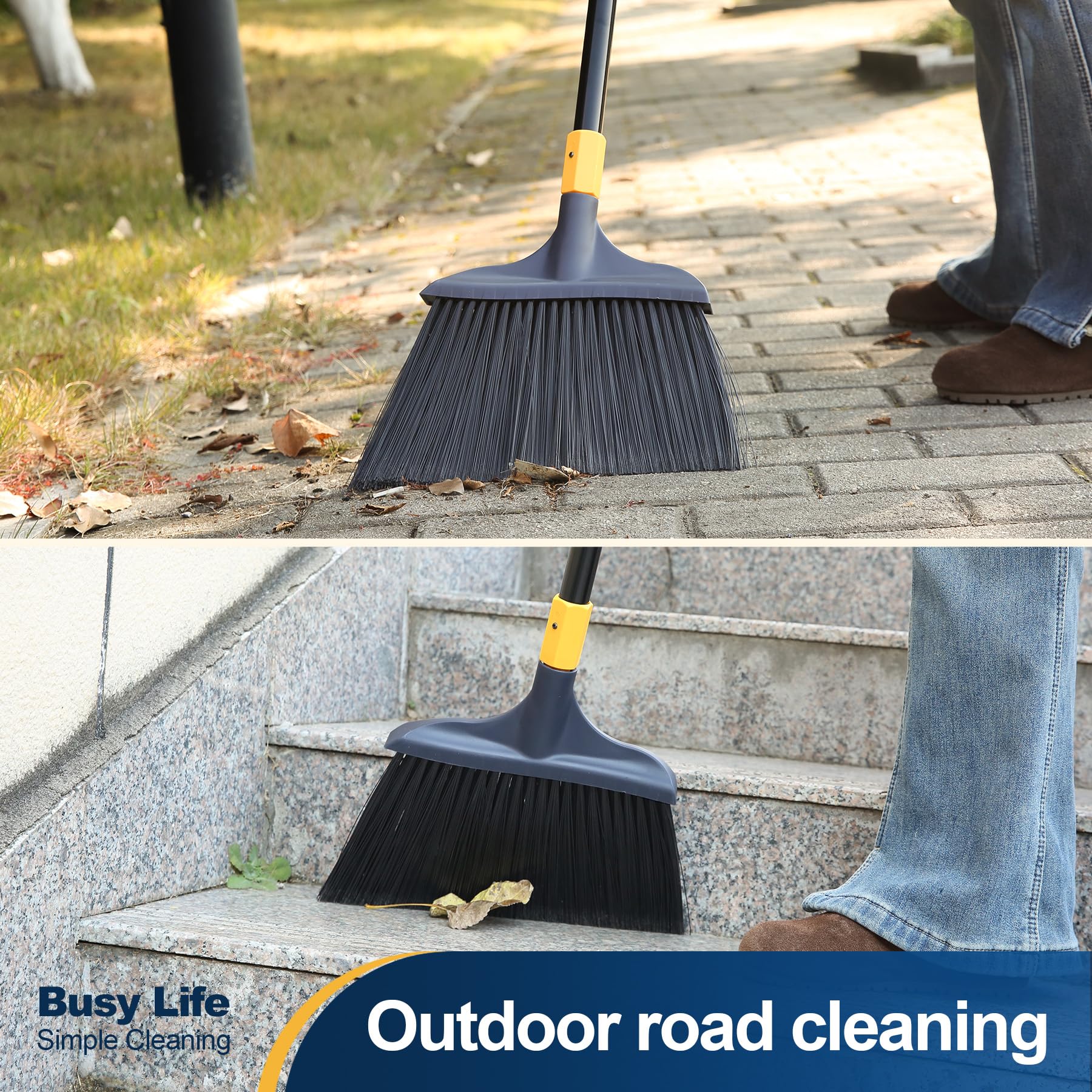 Yocada Heavy-Duty Broom Outdoor Commercial Perfect for Courtyard Garage Lobby Mall Market Floor Home Kitchen Room Office Pet Hair Rubbish 54Inch