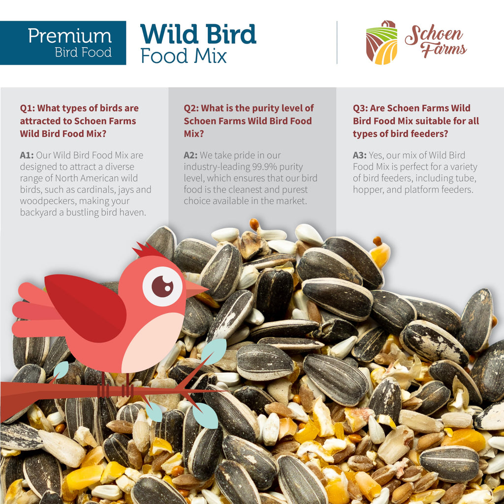 Schoen Farms Wild Bird Seed Food Mix – 2.27 kg Bag – Classic Seed Blend for Finches, Cardinals, Chickadees & Sparrows – Canadian Grown Bird Feed