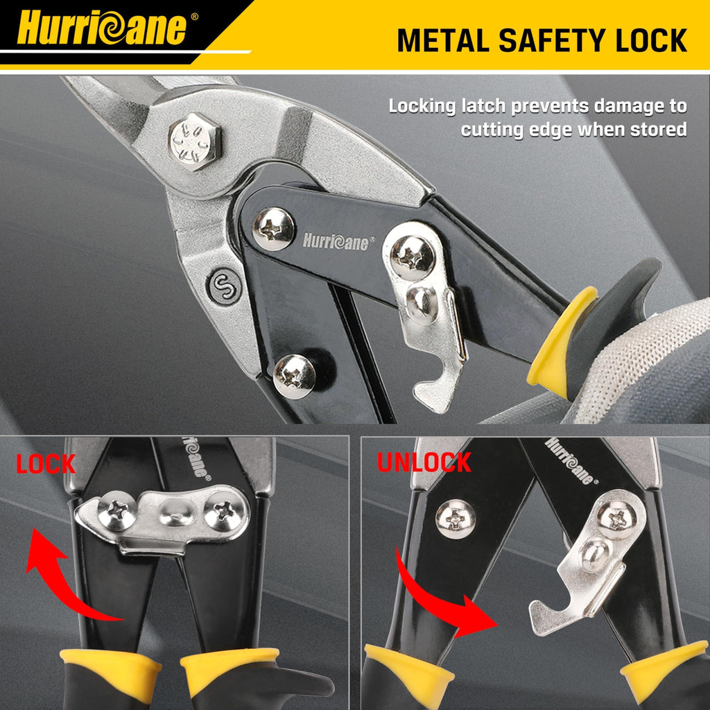 Hurricane 10 Inch Aviation Snips, Straight Cut Metal Shears for Aluminum, Plastic & Thin Gauge Sheet, Regular Sheet Metal Cutter. Ideal for HVAC, Gutter & DIY Projects