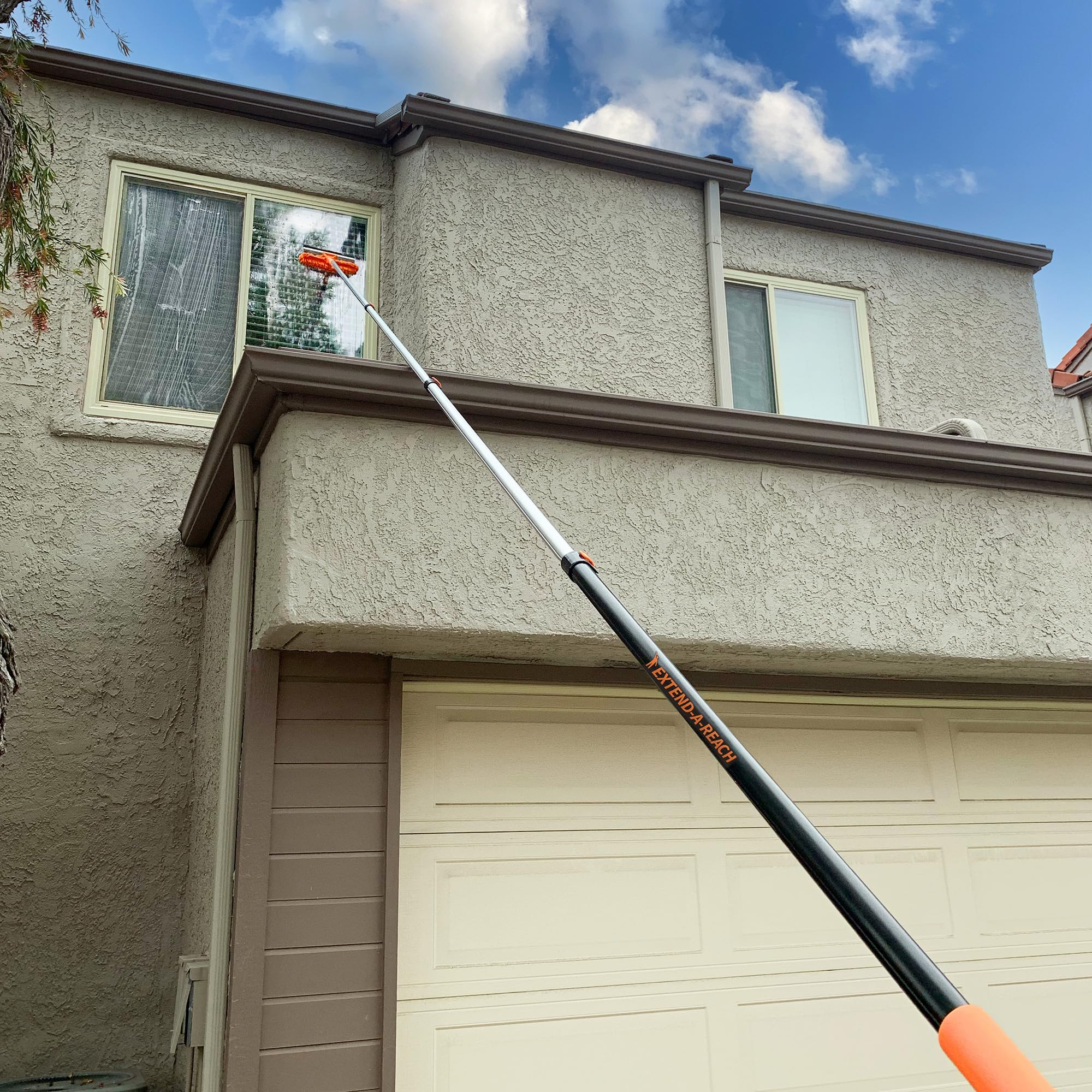 4-12 ft Long Telescopic Extension Pole // Multi-Purpose Extendable Pole with Universal Twist-on Metal Tip // Lightweight and Sturdy // Best Telescoping Pole for Painting, Dusting and Window Cleaning