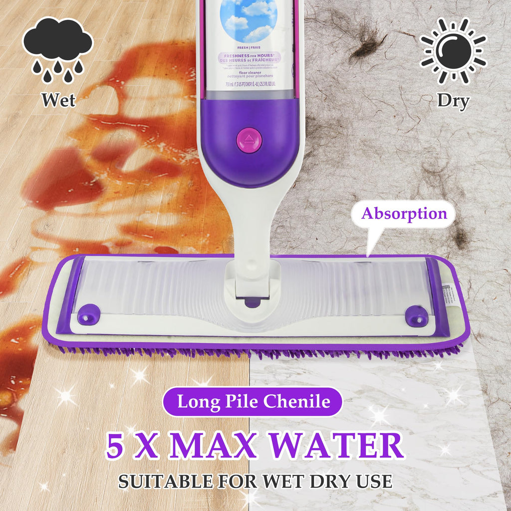 6 Pack Reusable Mop Pads Compatible with Swiffer Powermop, Papclean Power Mop Refills Microfiber Mopping Pads for Powermop Multi-Surface & Powermop Wood Kit All Types of Floor Cleaning, Purple