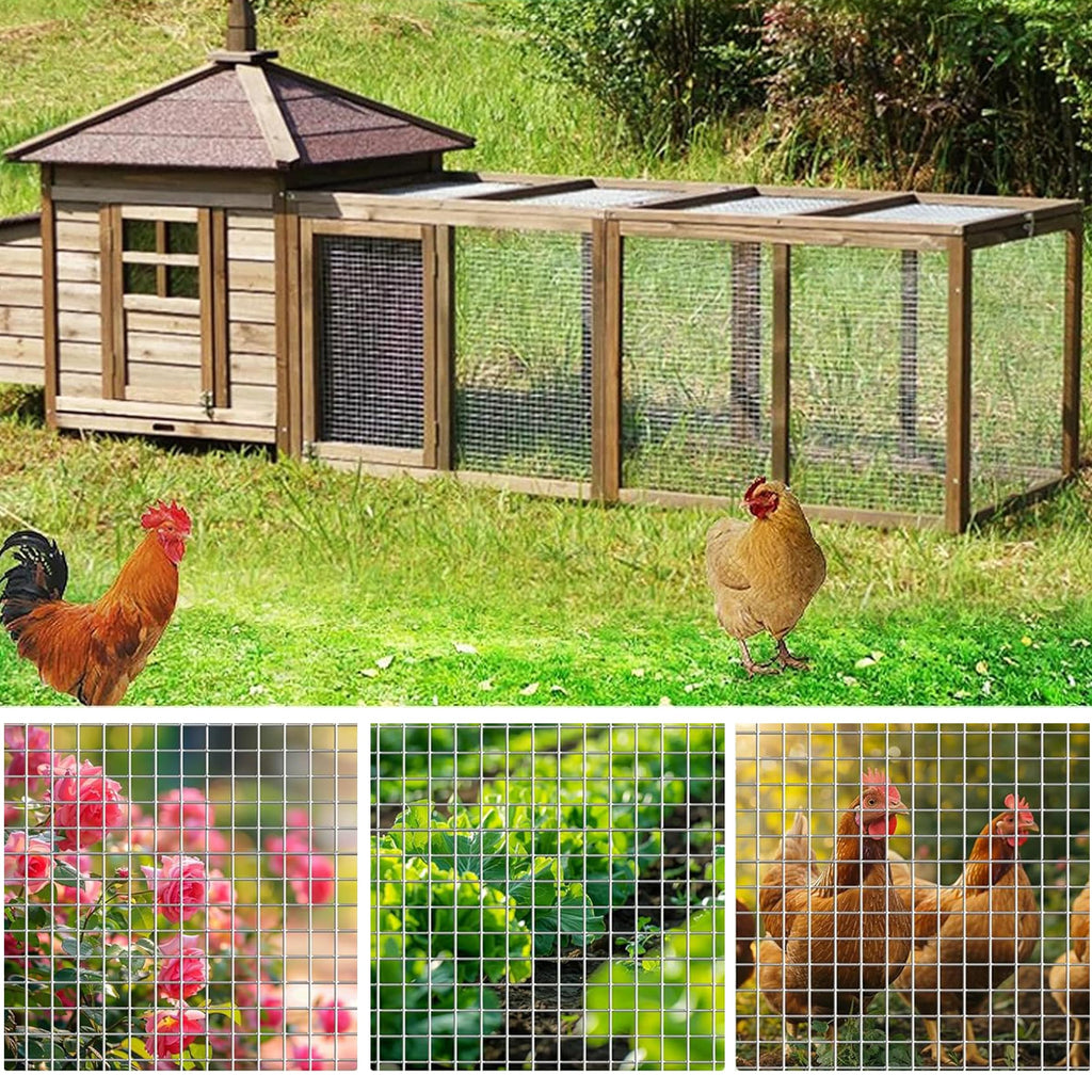 0.3*7m Hardware Cloth Wire Fence Roll Chicken Wire Mesh Stainless Steel Galvanized Garden Chicken Mesh Welded for Poultry Netting Cage Protection Plants Supports Hot Dipped Roll Fencing Rabbit Cages