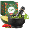 Chef Tacos Mortar and Pestle Set, Granite Kitchen Grinder, 3-Inch 1.3-Cup Capacity | Heavy-Duty Molcajete for Guacamole, Spices, and Herb Grinding (Grey)