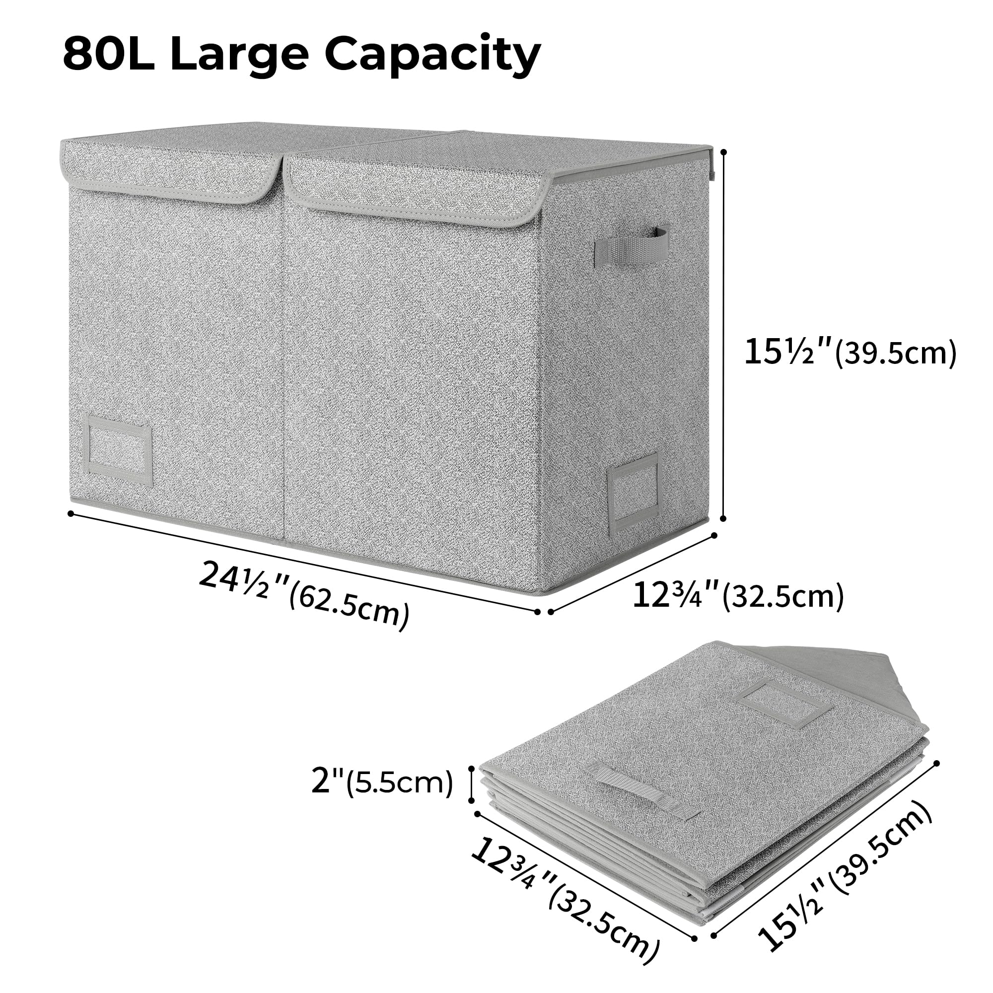GRANNY SAYS Extra Large Storage Box with Lid, Pack of 1 Fabric Storage Chest, Organizer and Storage Bins for Living Room, Dust-proof Storage Container, Grey