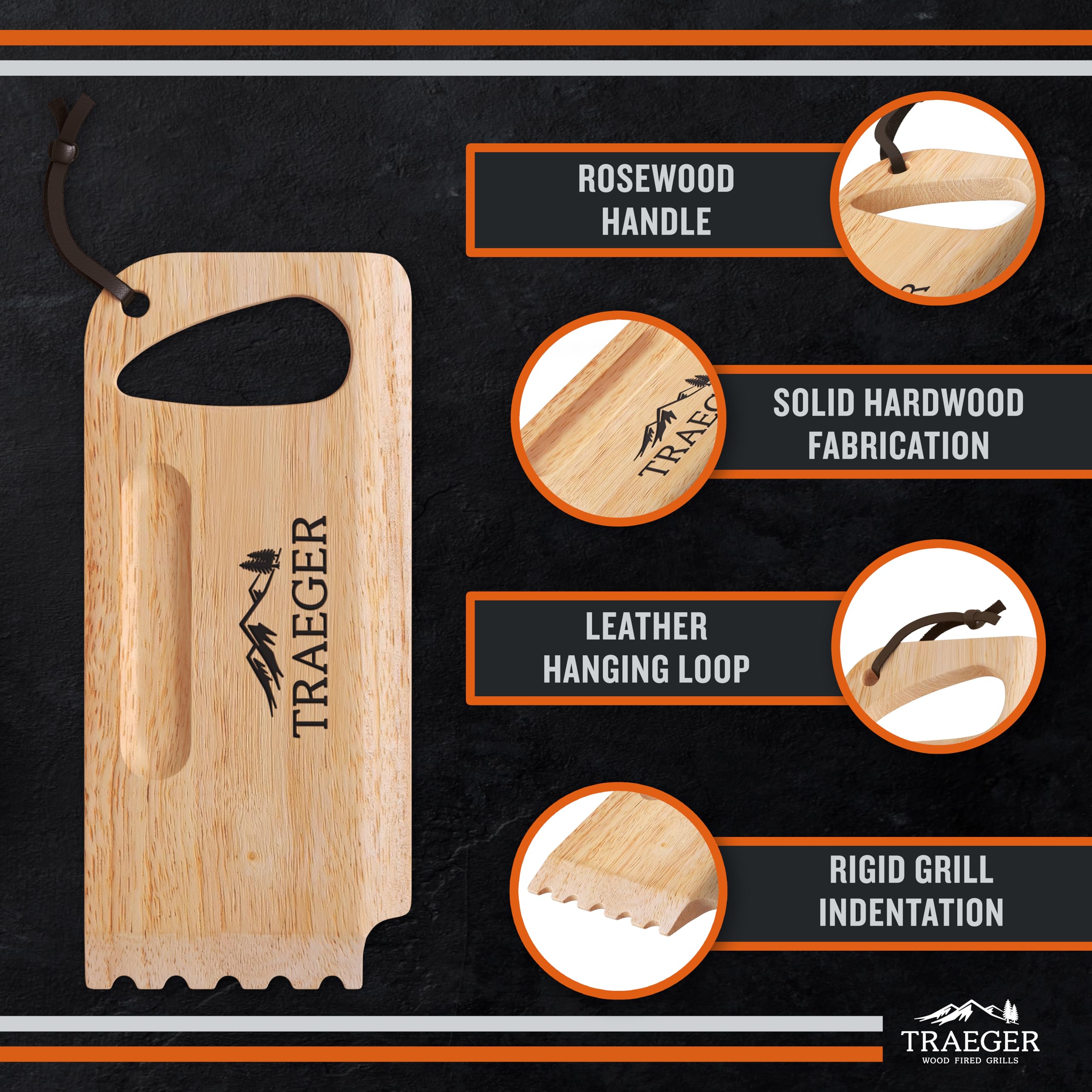 Traeger BAC454 Wooden Scape Grill Scraper, Wood