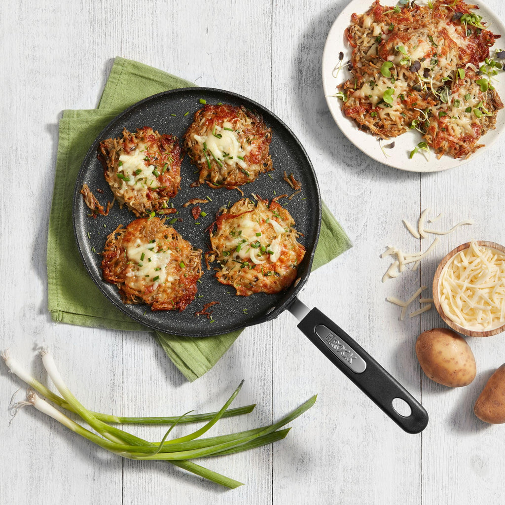 Starfrit The Rock 26cm (10") Non-Stick Multi Pan - Tawa - Durable Forged Aluminum - Induction Ready - Oven Safe - PFOA Free - Easy to Clean - Black