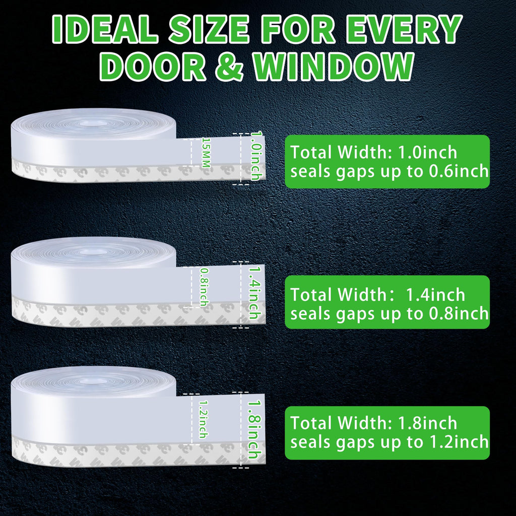Weather Stripping Door Seal, Door Draft Stopper Silicone Seal Strip for House and Glass Shower Doors for Windows Gaps of Collision and Side, Window Insulation for Winter
