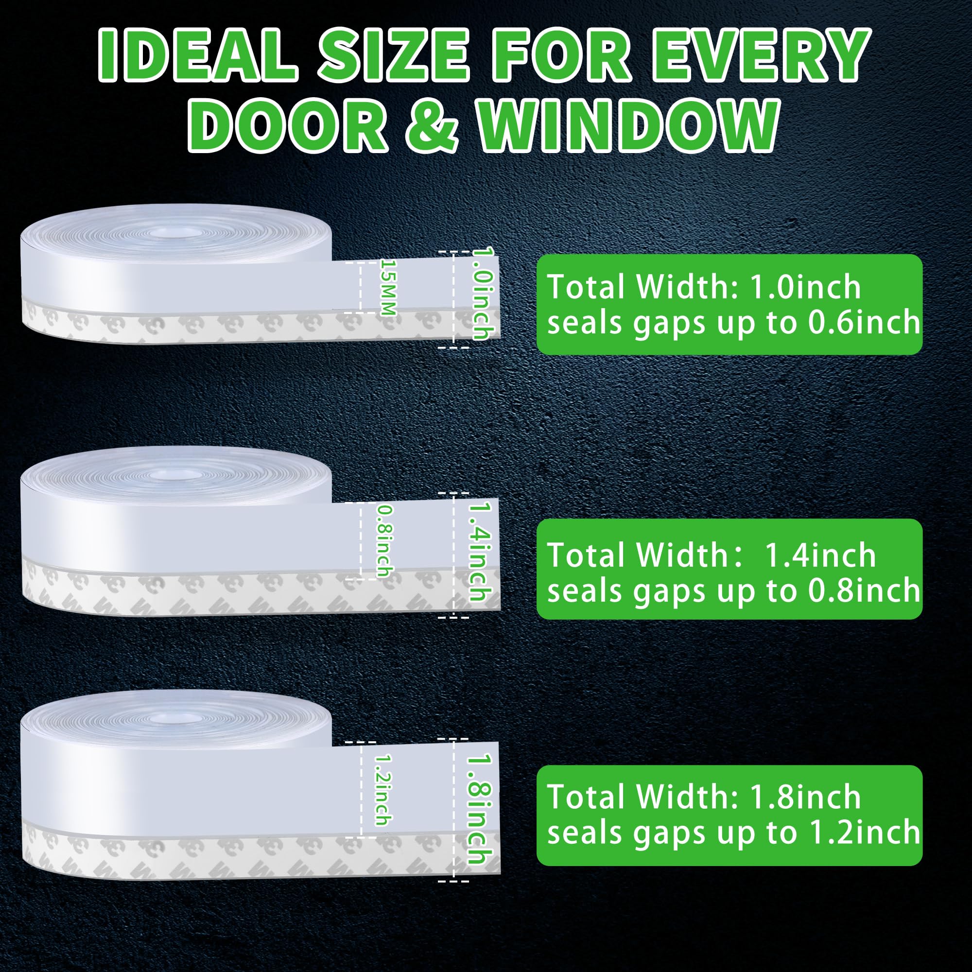 Weather Stripping Door Seal, Door Draft Stopper Silicone Seal Strip for House and Glass Shower Doors for Windows Gaps of Collision and Side, Window Insulation for Winter