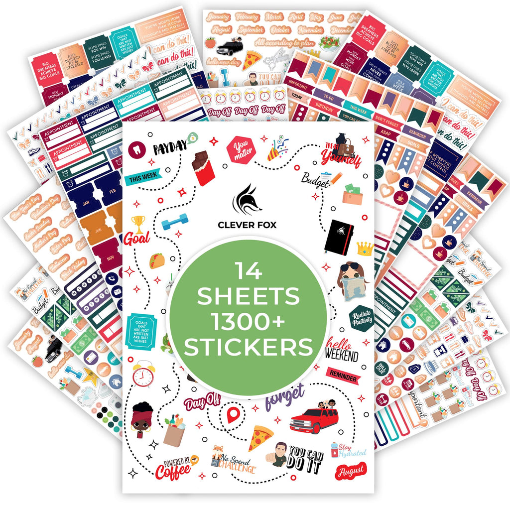 Clever Fox Planner Stickers – Monthly, Weekly & Daily Planner Stickers 14 Sheets Set of 1360+ Unique Stickers by Clever Fox (Value Pack)