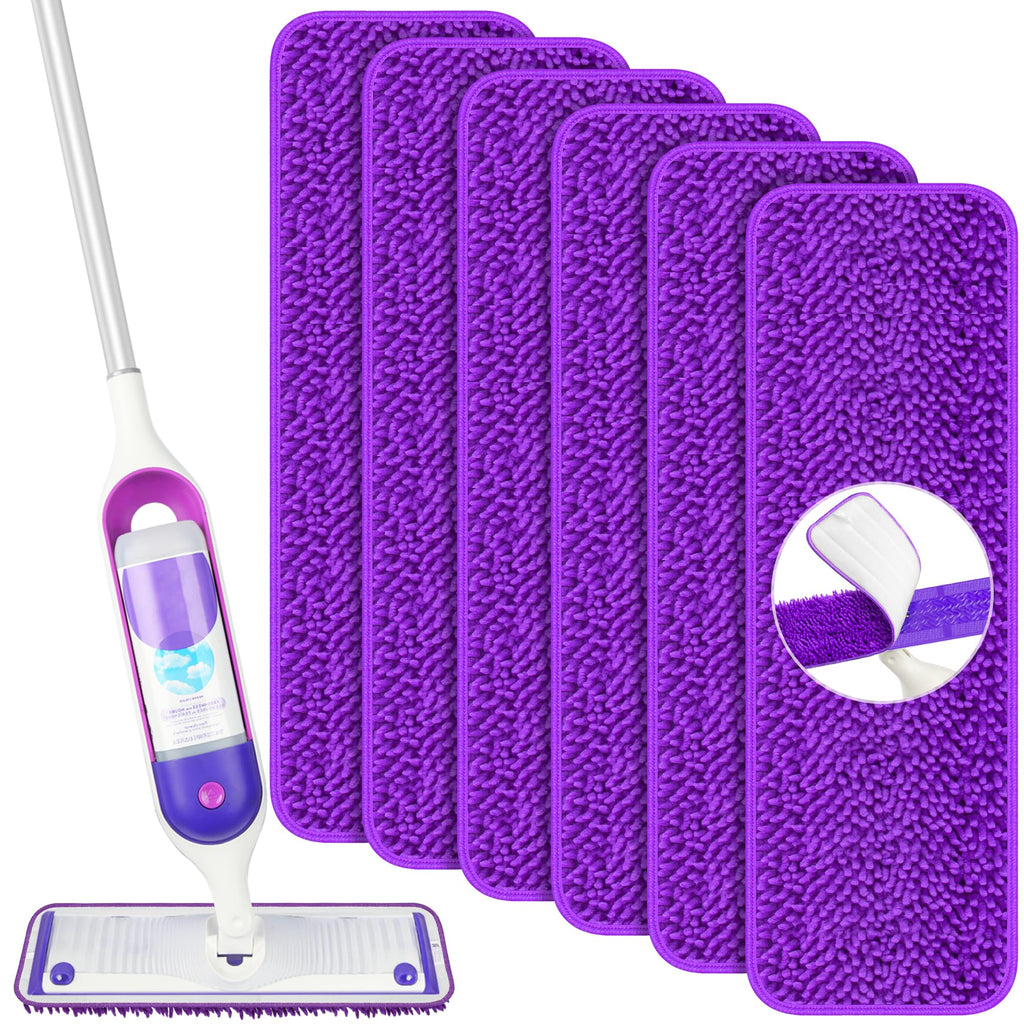 6 Pack Reusable Mop Pads Compatible with Swiffer Powermop, Papclean Power Mop Refills Microfiber Mopping Pads for Powermop Multi-Surface & Powermop Wood Kit All Types of Floor Cleaning, Purple