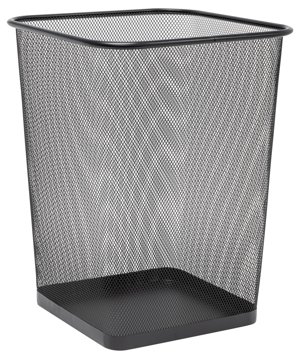 Winnable Metal Mesh Square Wastebasket, 25 L/6.6 Gal, Black