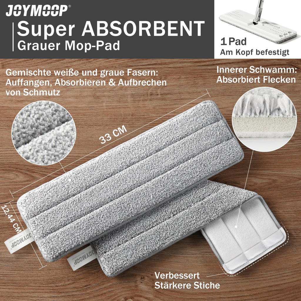 JOYMOOP Flat Mop, Microfiber Mops for Floor Cleaning and Wall Cleaner, 50" Mop Handle with Flexible 13" Flat Head with a Microfiber Mop Pad - White
