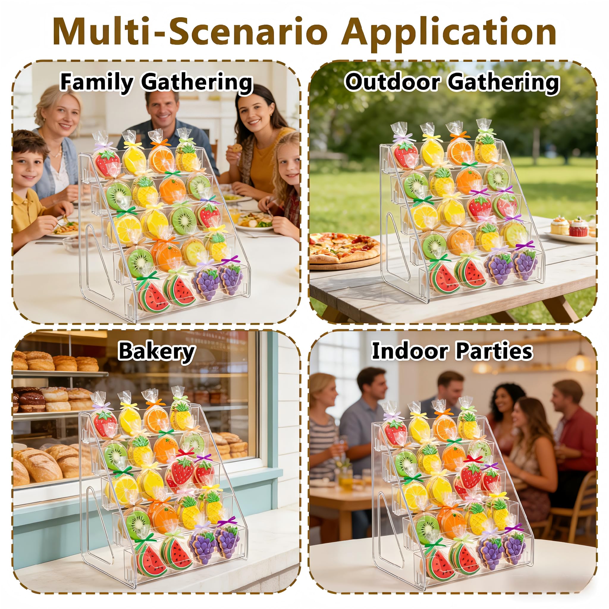 5-Tier Cookie Display Stand for Bakers & Vendors,Cookie Stand for Market Booths, Craft Fairs & Events,Clear Acrylic Tiered Cookie Display for Muffins & Pastries