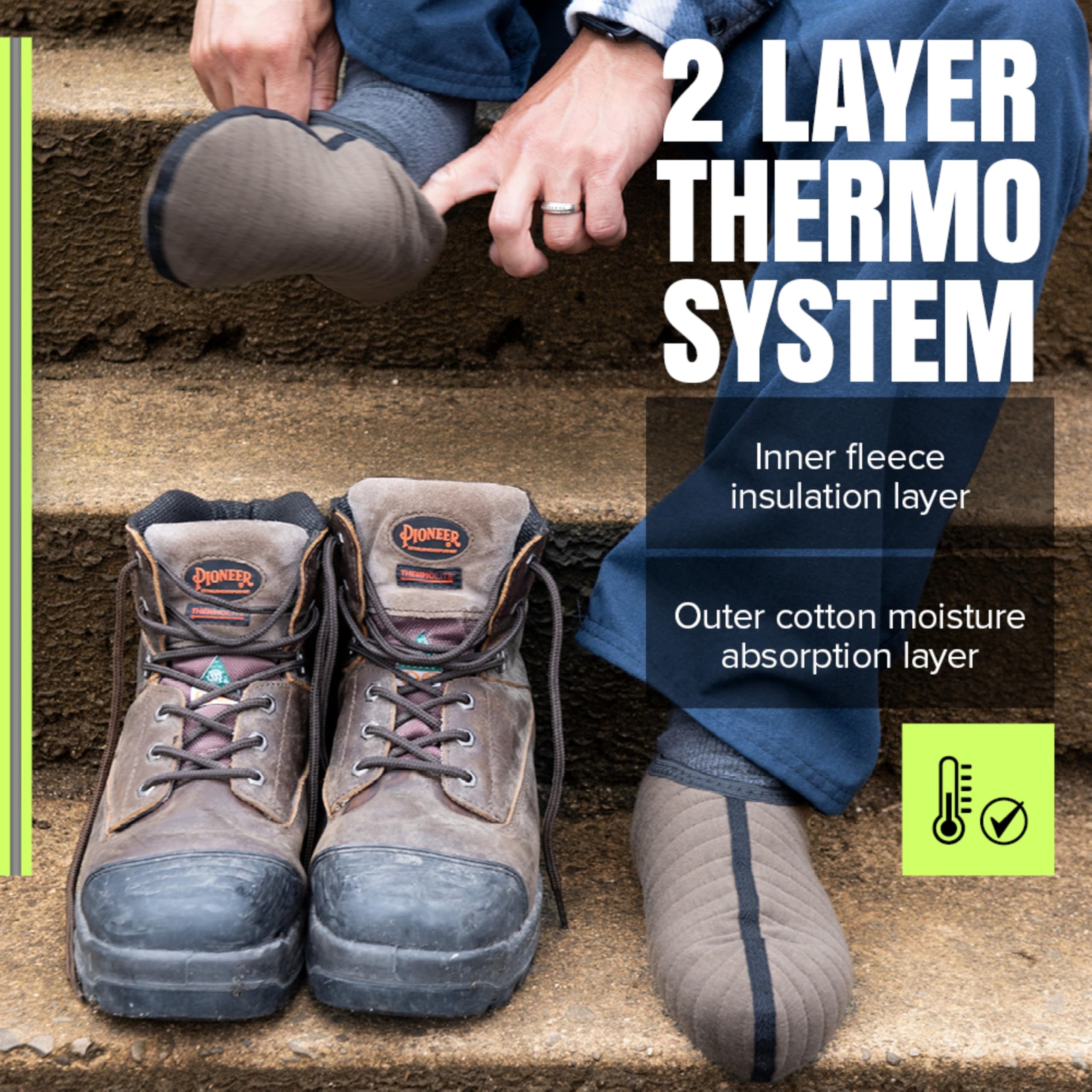 Pioneer Insulated Work Boot Liners for Men and Women - Sockette for Rubber, Plastic, and Work Boots - Size 10