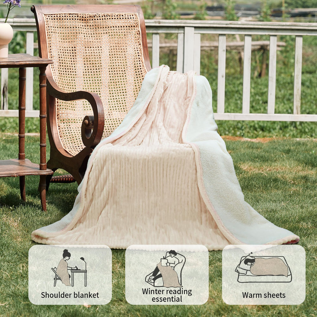 Heated Blanket Electric Blanket Throw 50”X60”-Heating Blanket with 5 Heat Settings-3 Hours Auto Off,ETL Certified,Machine Washable (Beige)