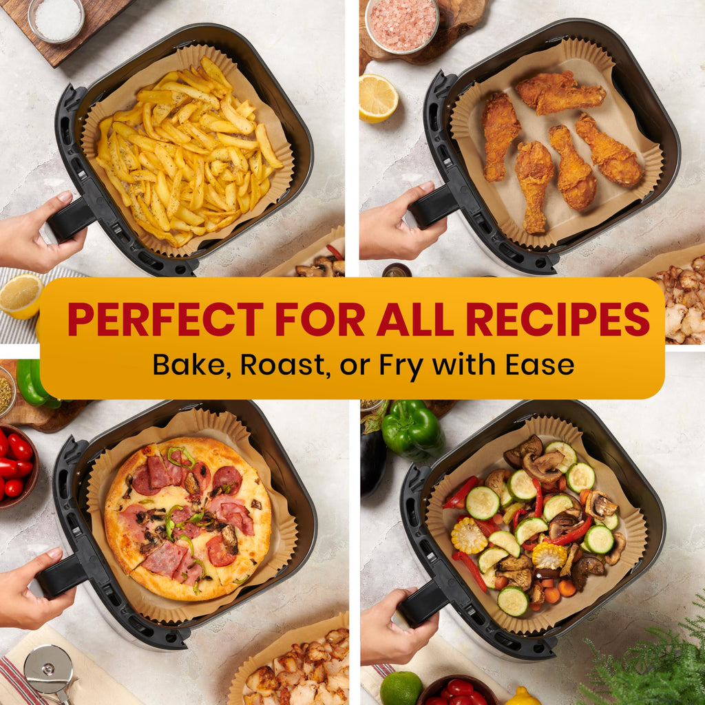 Air Fryer Liners, 125Pcs Disposable Parchment Paper Liners – Non-Stick and Oil Proof for Easy Cleanup – 8” Square for 5-8 qt Basket by Baker's Signature